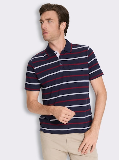 Poloshirt in Pikee-Qualität - marine-gestreift