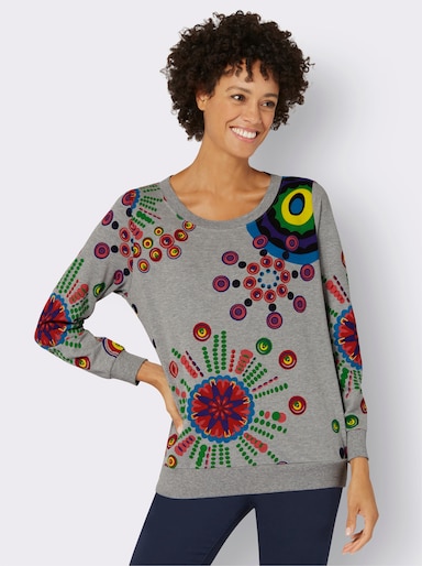 Sweatshirt mit grafischem Druck - grau-meliert bedruckt