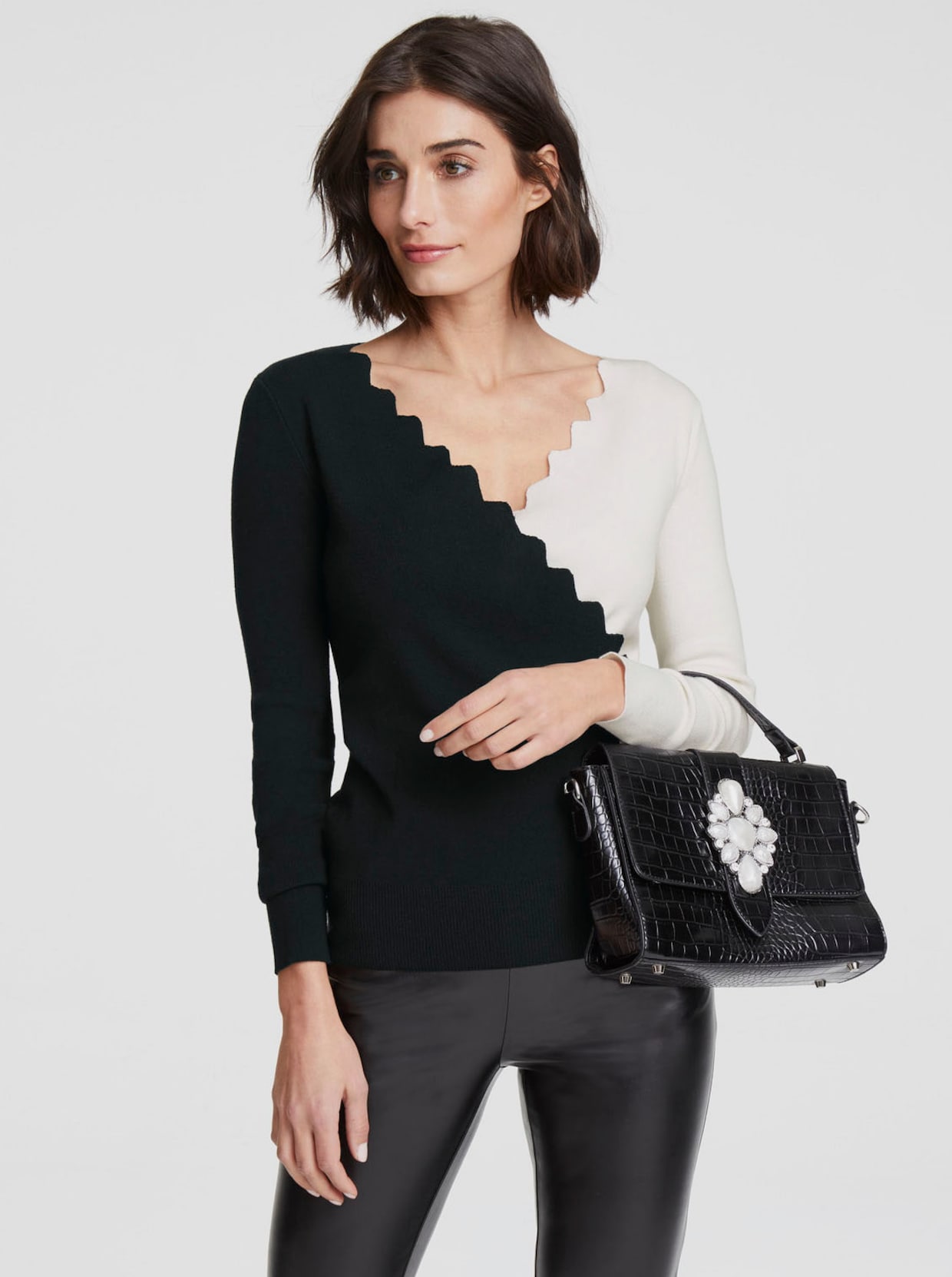 heine Pull - noir-blanc cassé