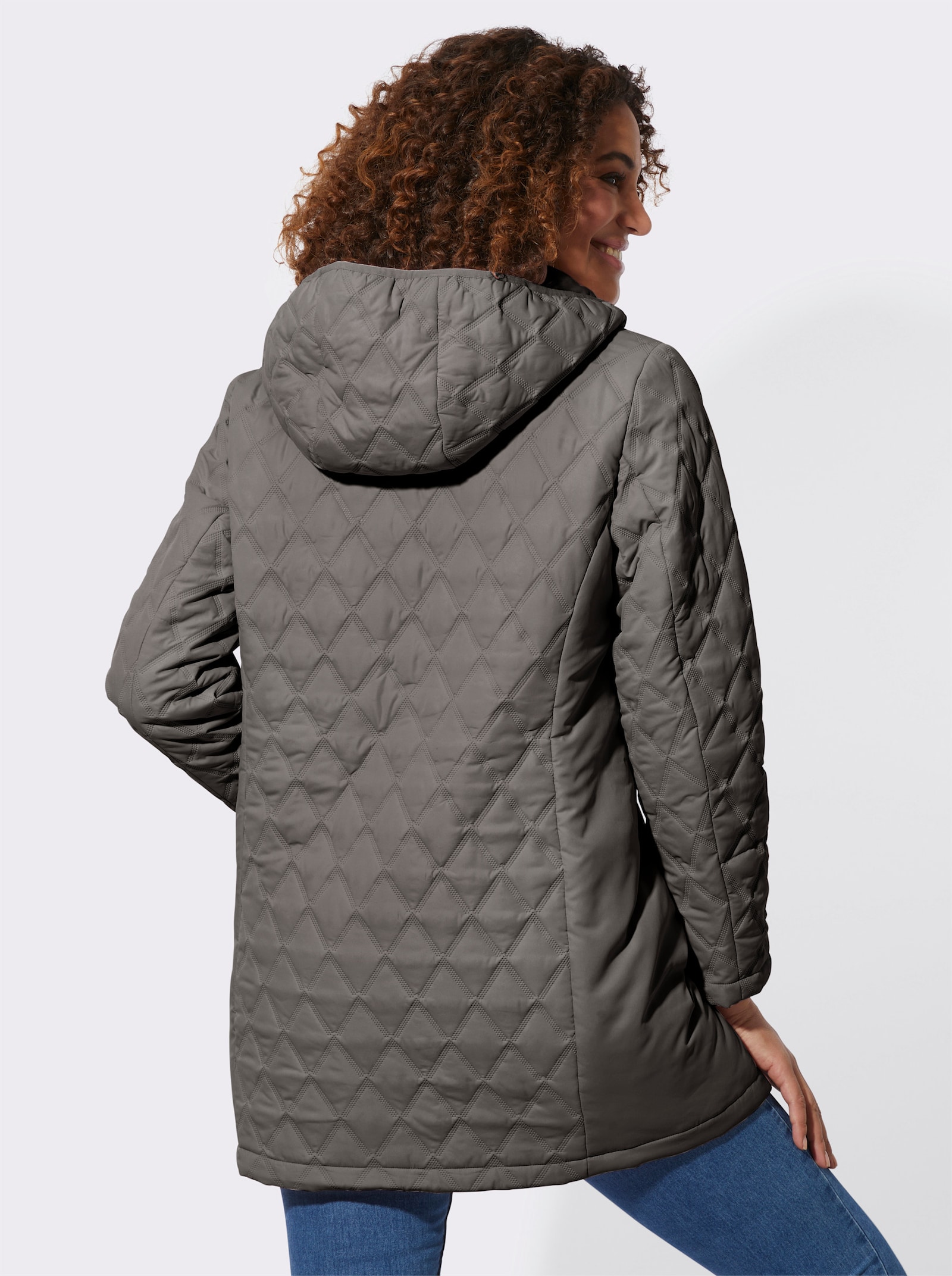 Kapuzenjacke im Rautenmuster - graphit