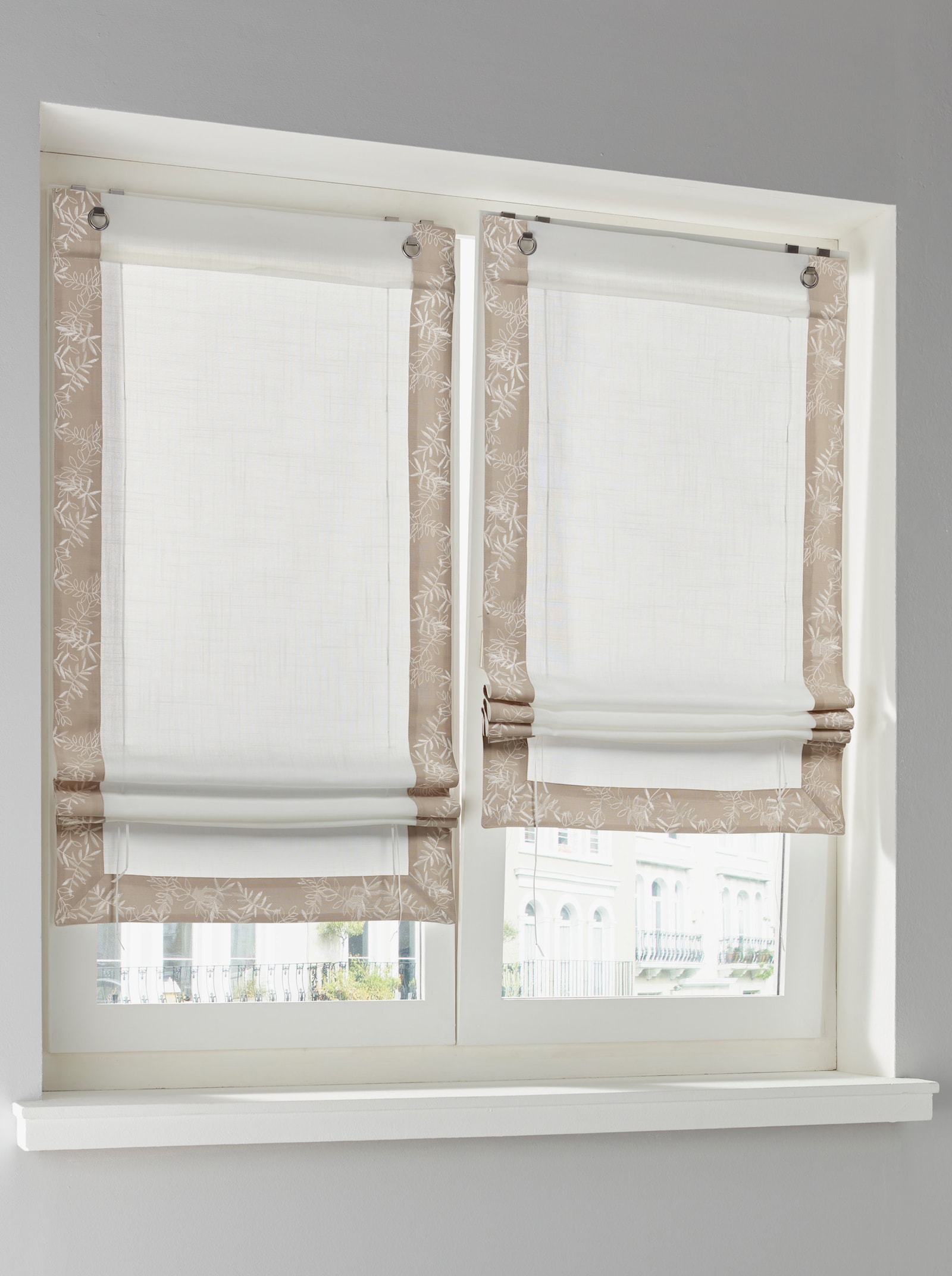 heine home Bändchenrollo - weiß-beige