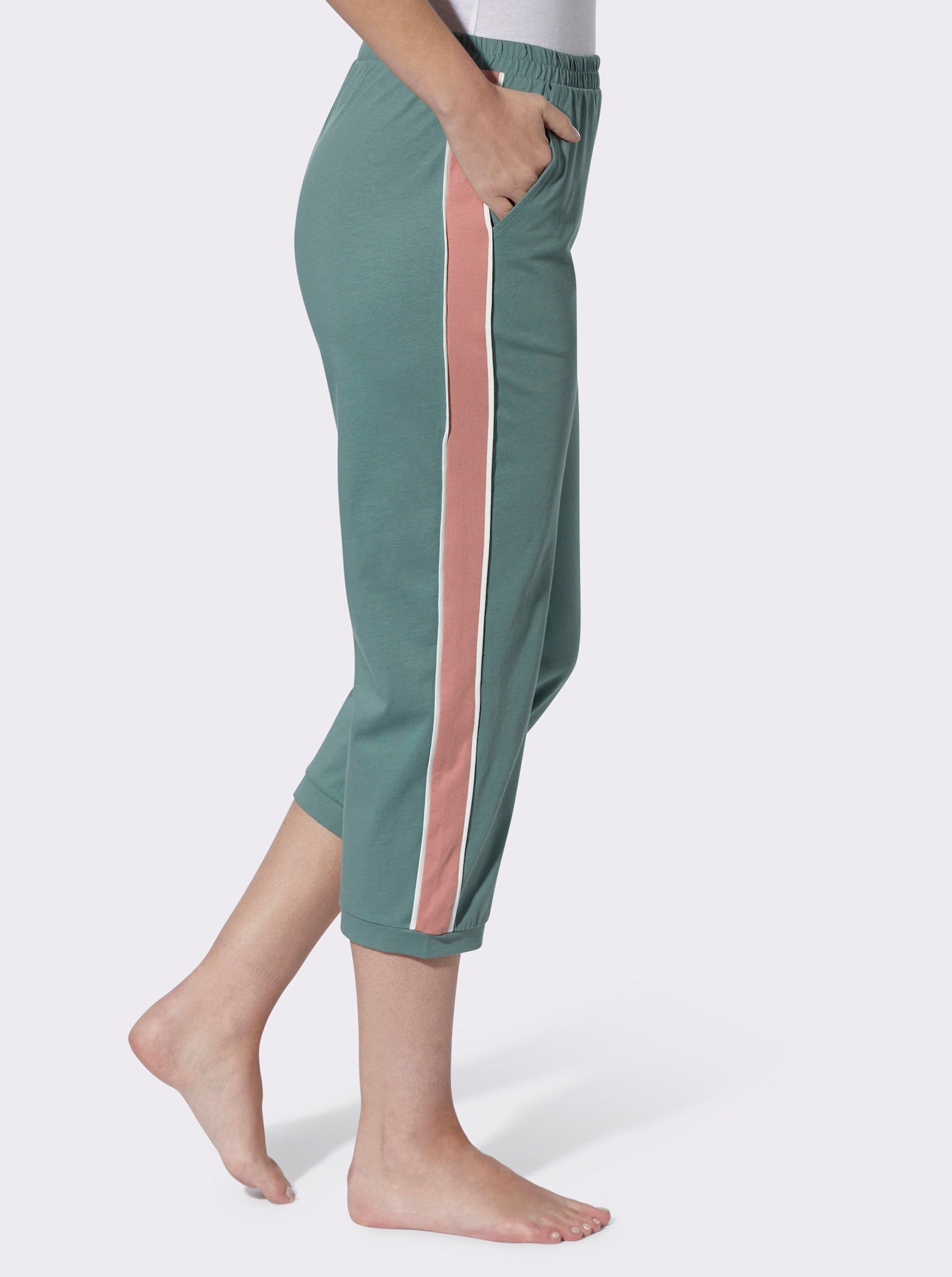 Freizeithose mit Galonstreifen - jade