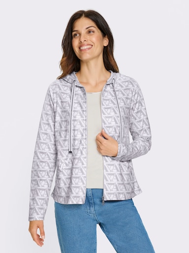 Sweatjacke - weiß-hellgrau-bedruckt