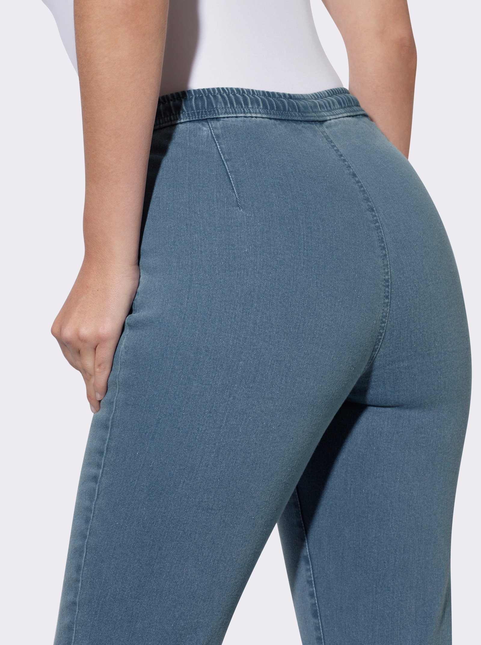 Thermojeans mit Rundum-Dehnbund - blue-bleached