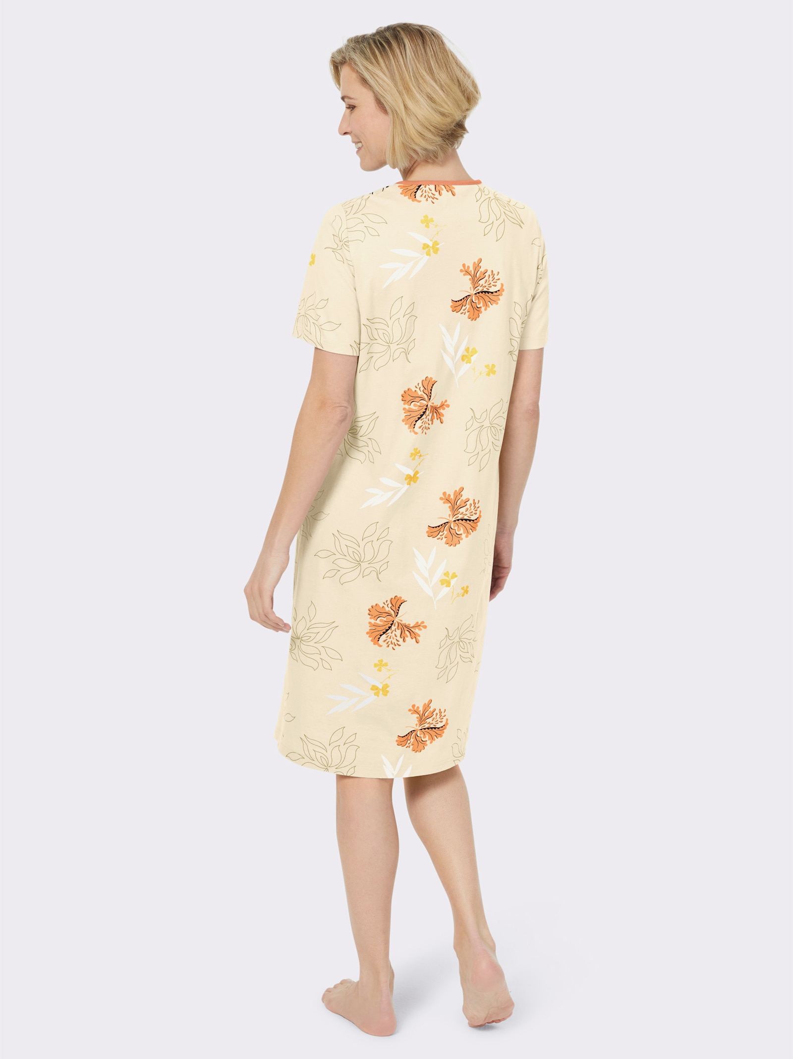 Ascafa Lot de 2 chemises de nuit, imprimé floral - vanille + vanille imprimé