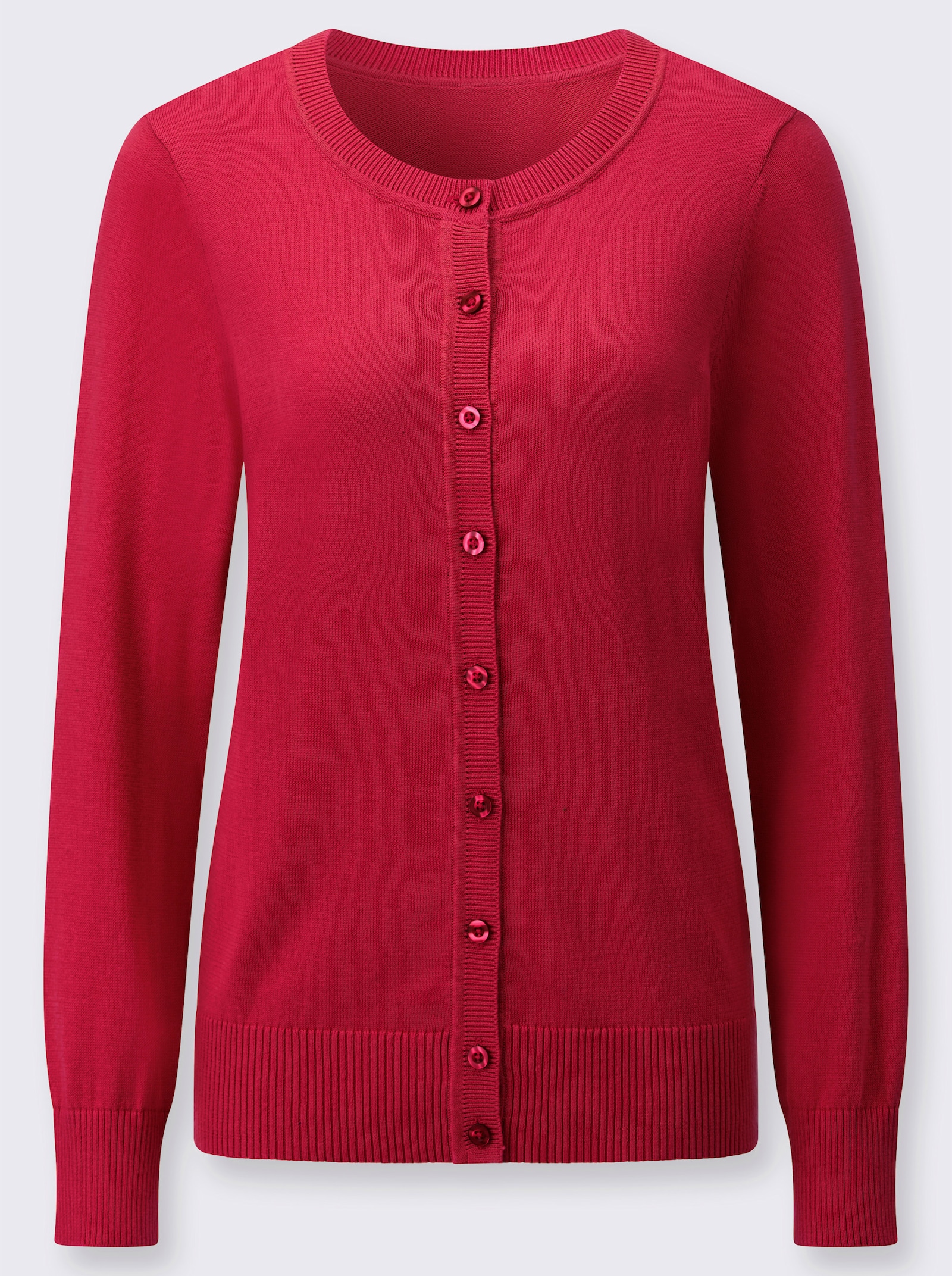 Kardigán s rebrovanými zakončeniami - červená