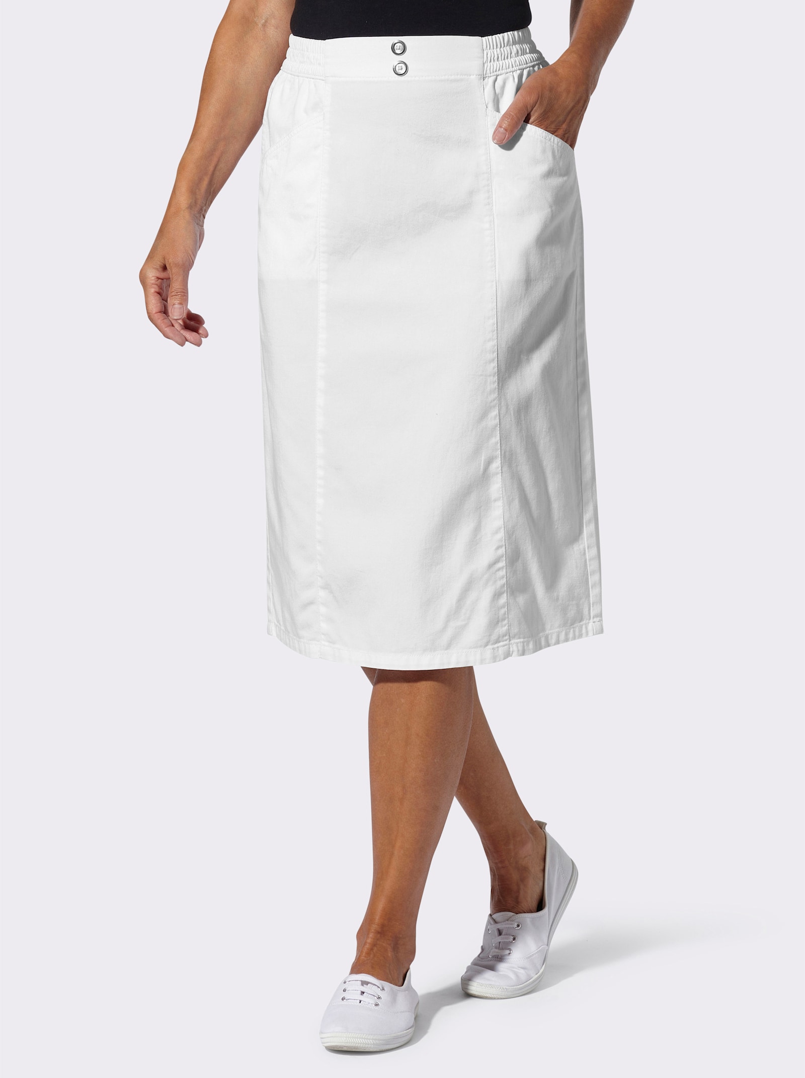 Džínsová sukňa, ozdobné gombíky - biela