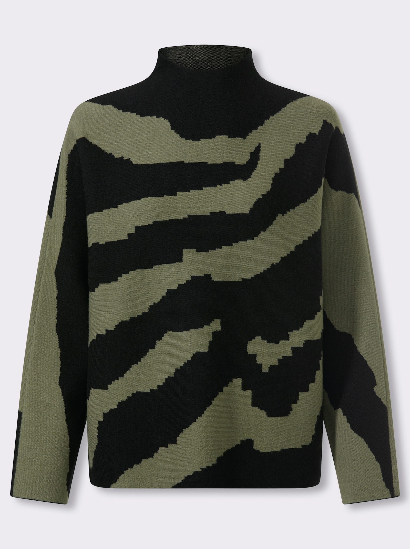 heine Pullover mit Zebramuster - khaki-schwarz-gemustert