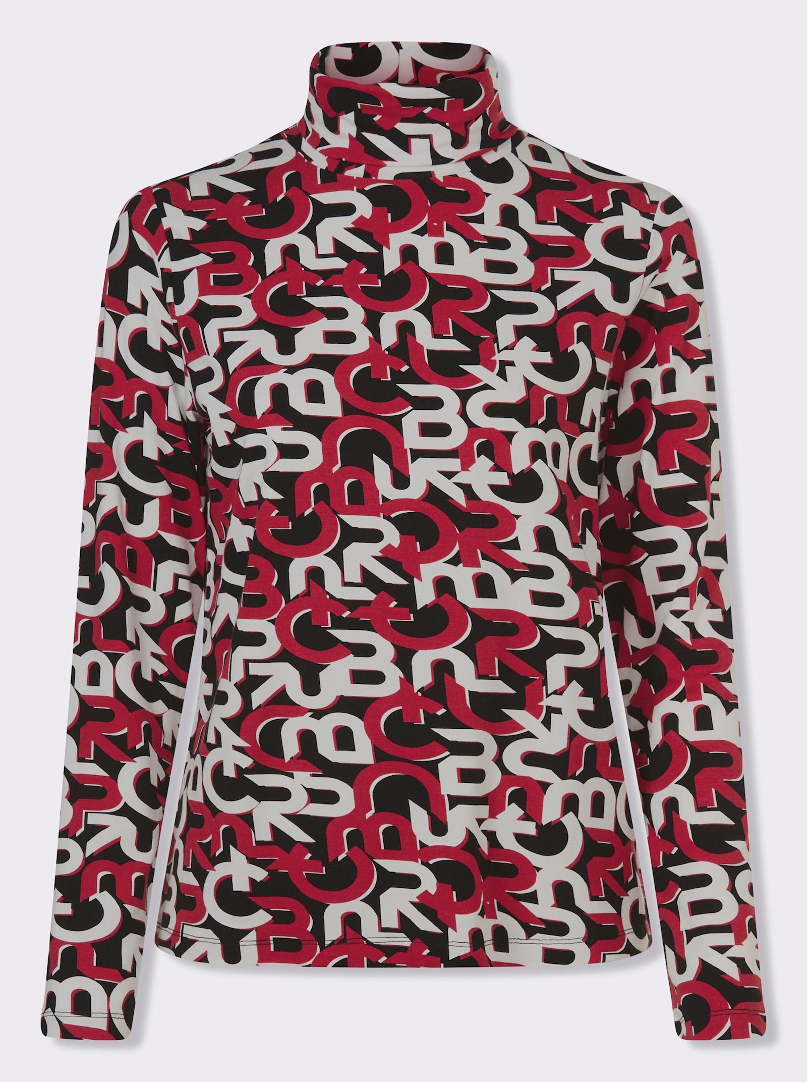 heine Rollkragenshirt mit Buchstaben-Print - schwarz-rot-bedruckt