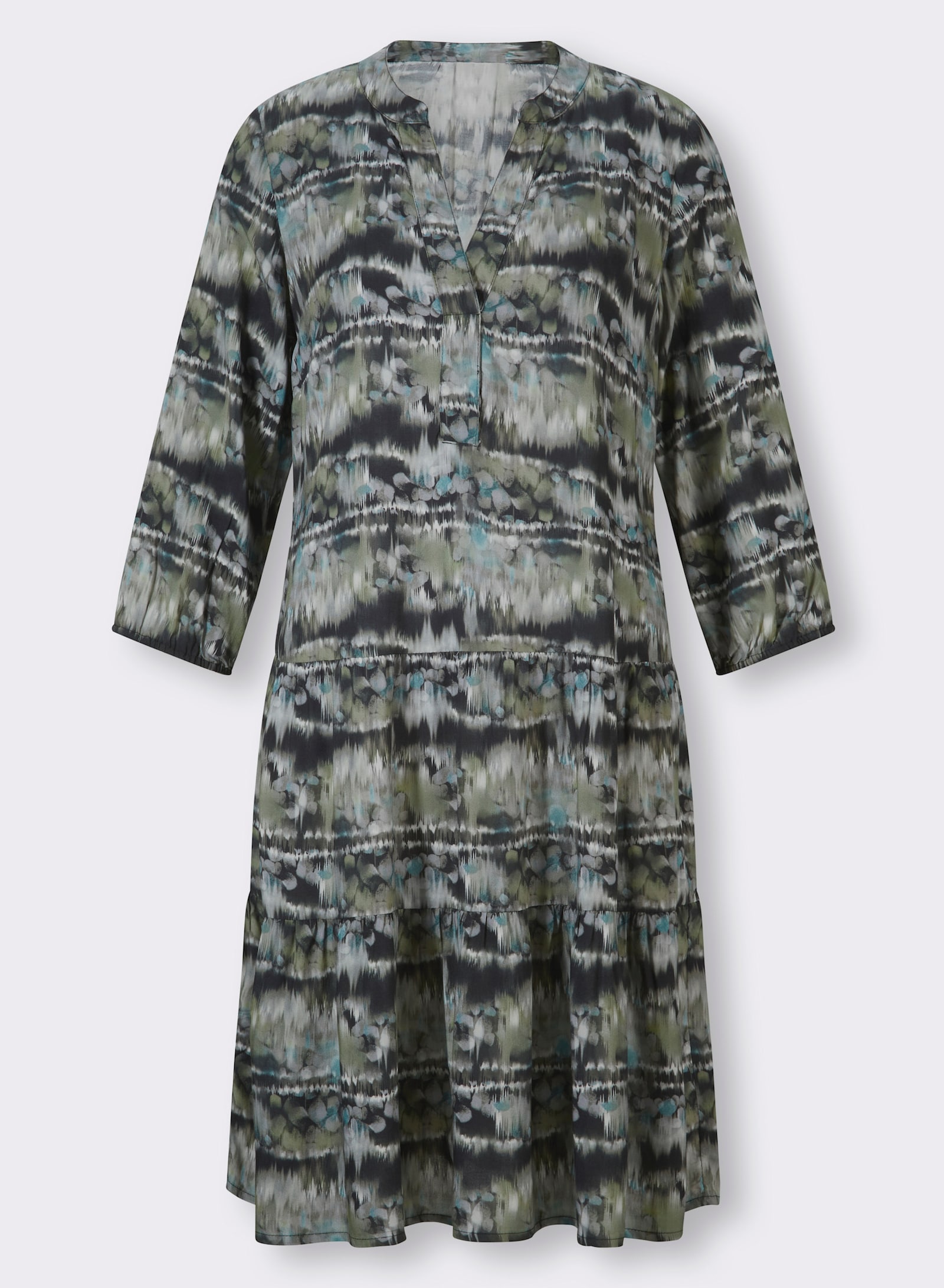 heine Druckkleid mit elastischen Bündchen - schilf-jade-bedruckt