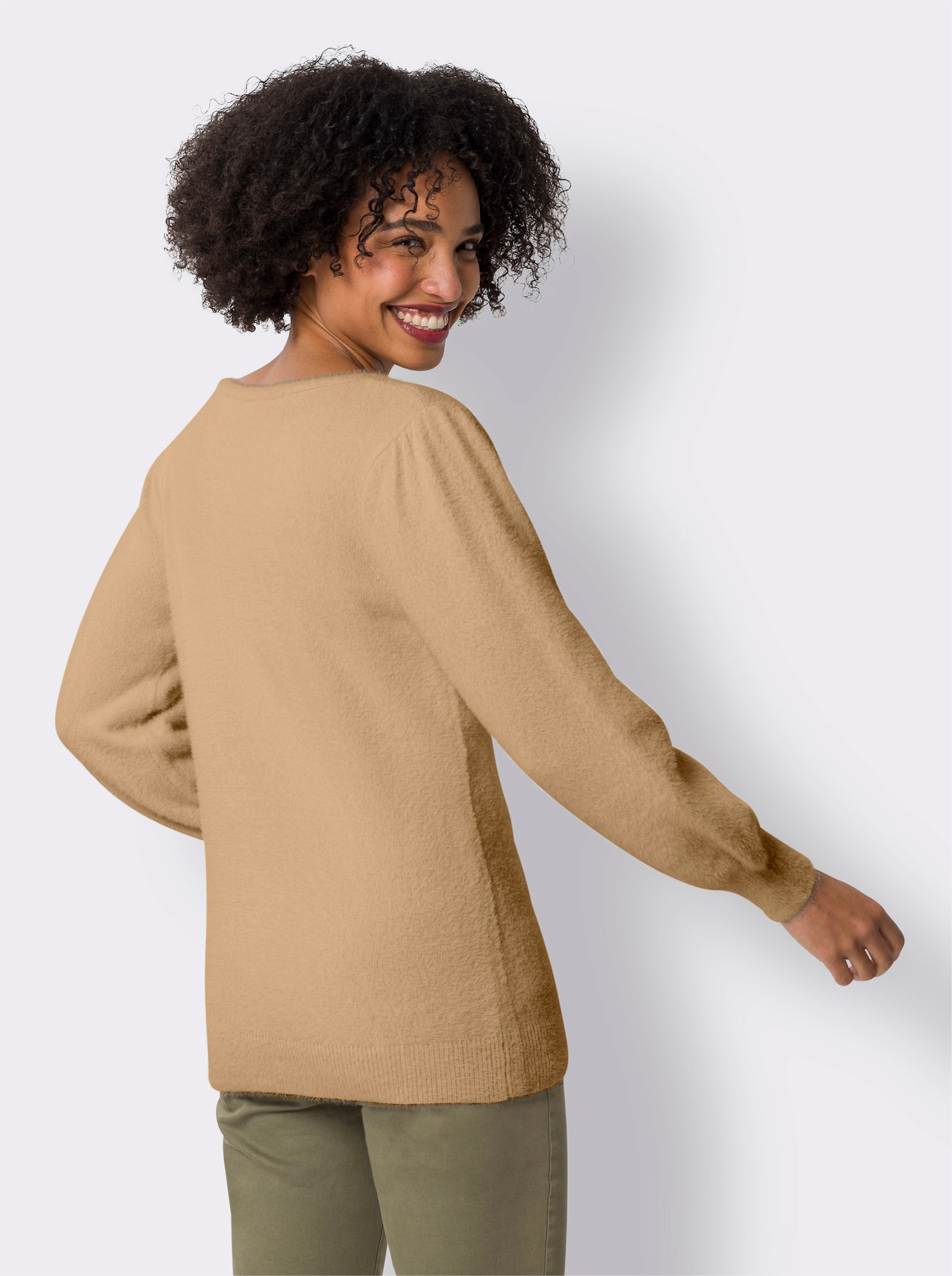 heine Pullover van pluisgaren, met lange mouwen - camel