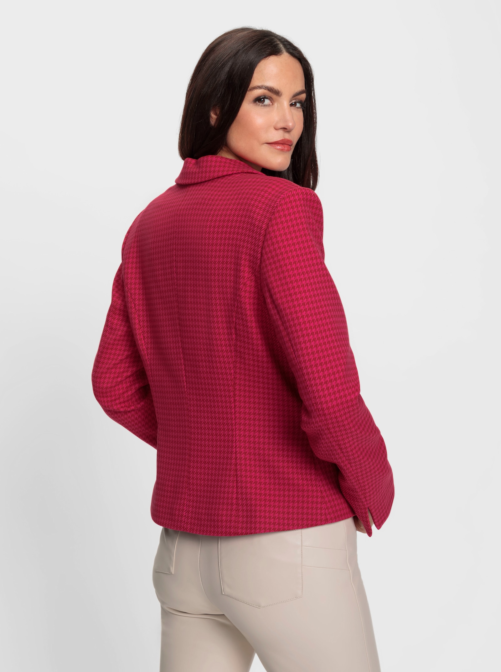heine Blazer court avec motif pied-de-poule - cerise-fuchsia à motifs