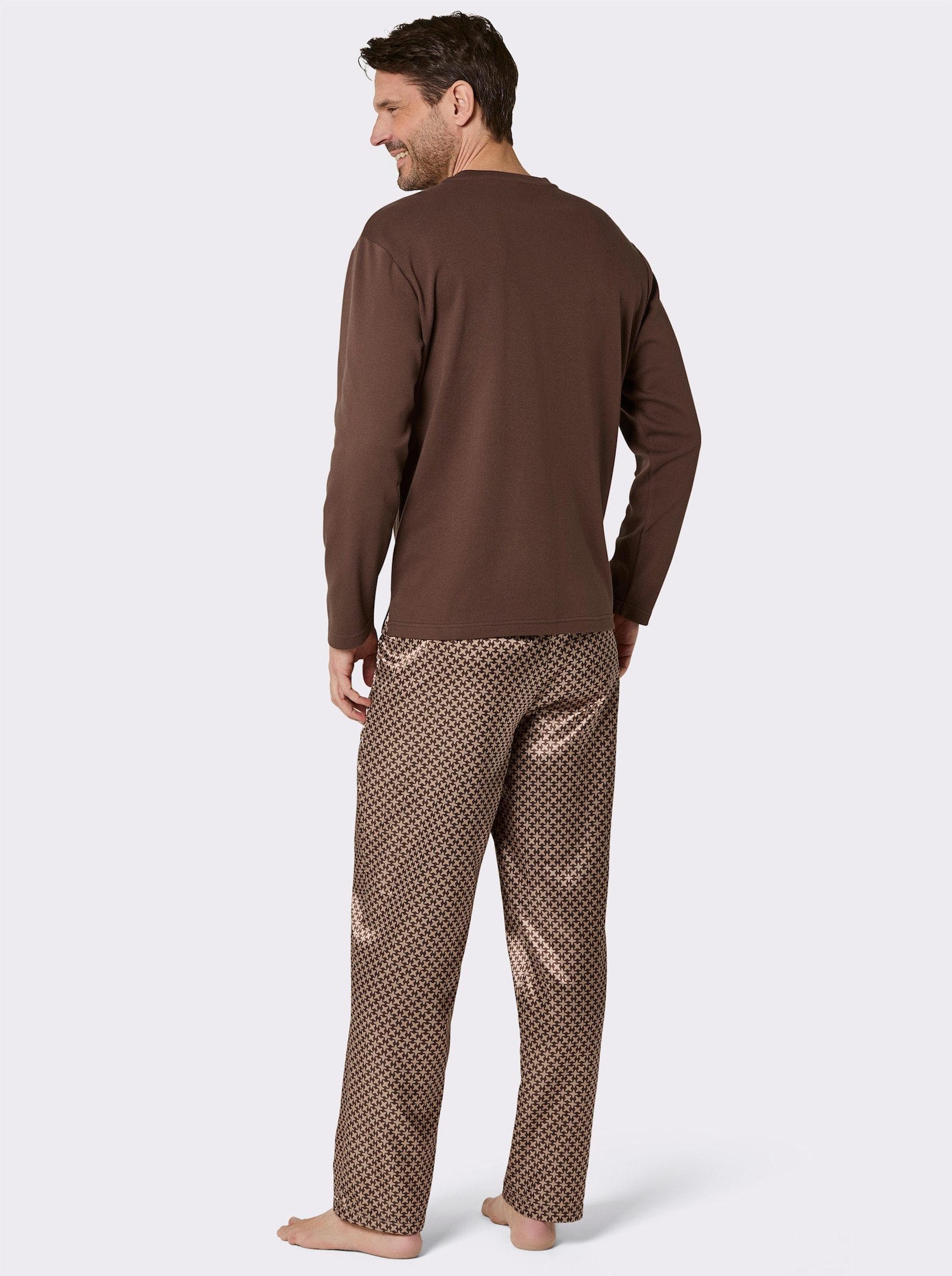 wäschepur men Schlafanzug - camel-schoko-bedruckt