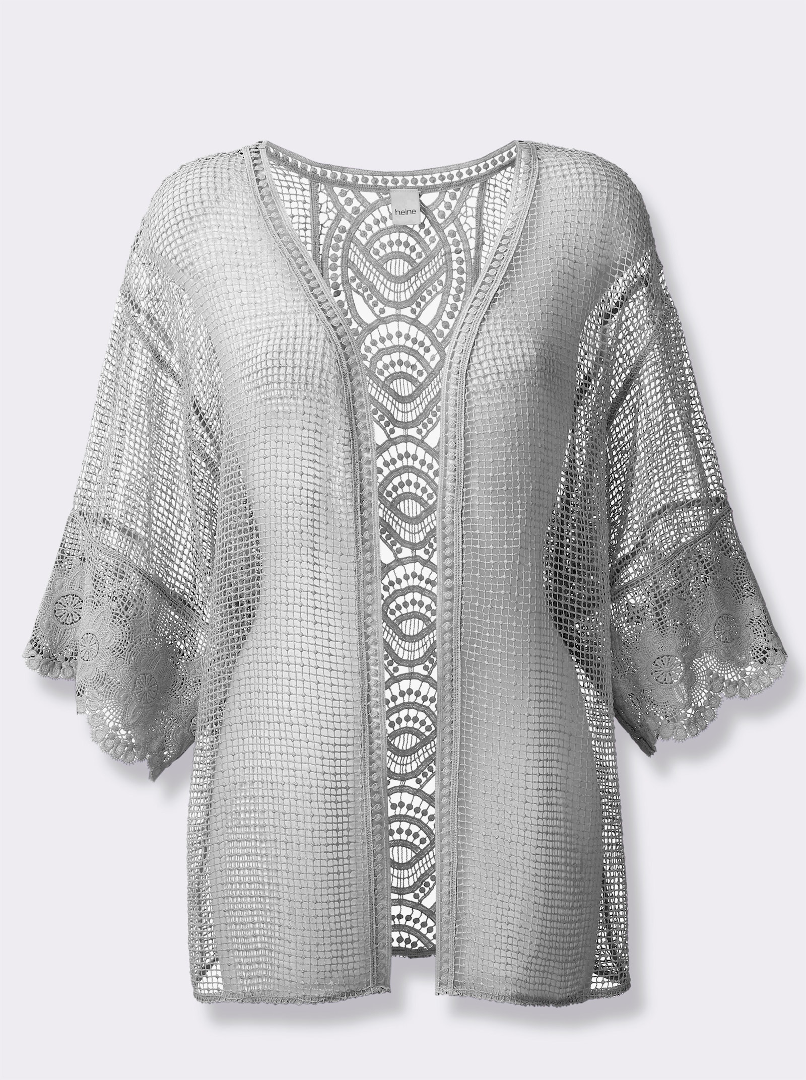 heine Shirtjacke mit Häkelspitze - hellgrau