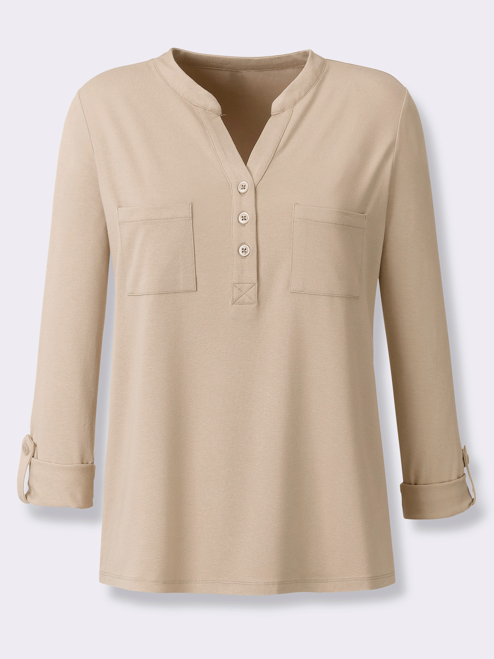 heine Blusenshirt mit kurzer Knopfleiste - beige
