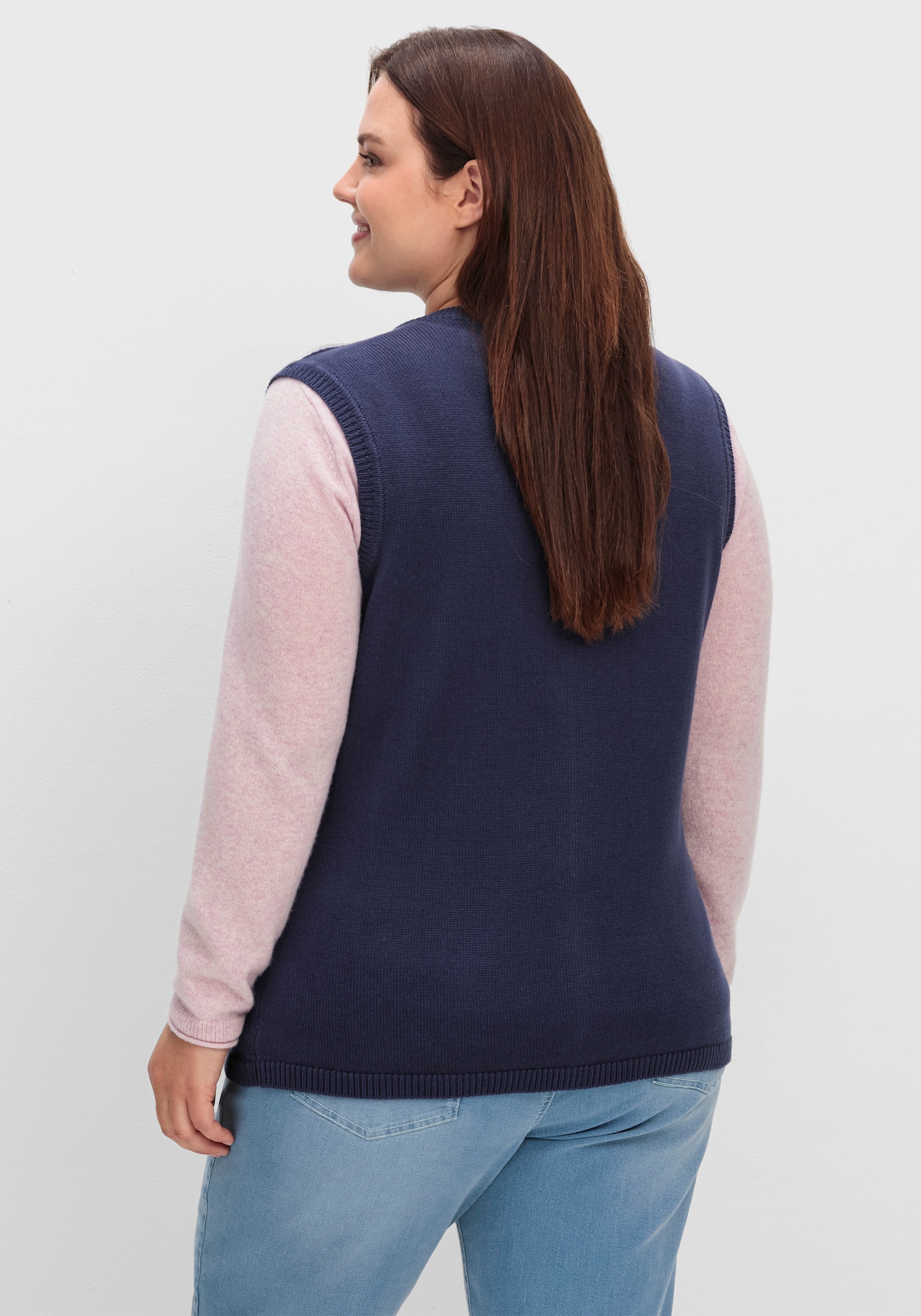 Strickweste mit durchgehendem Reißverschluss - nachtblau