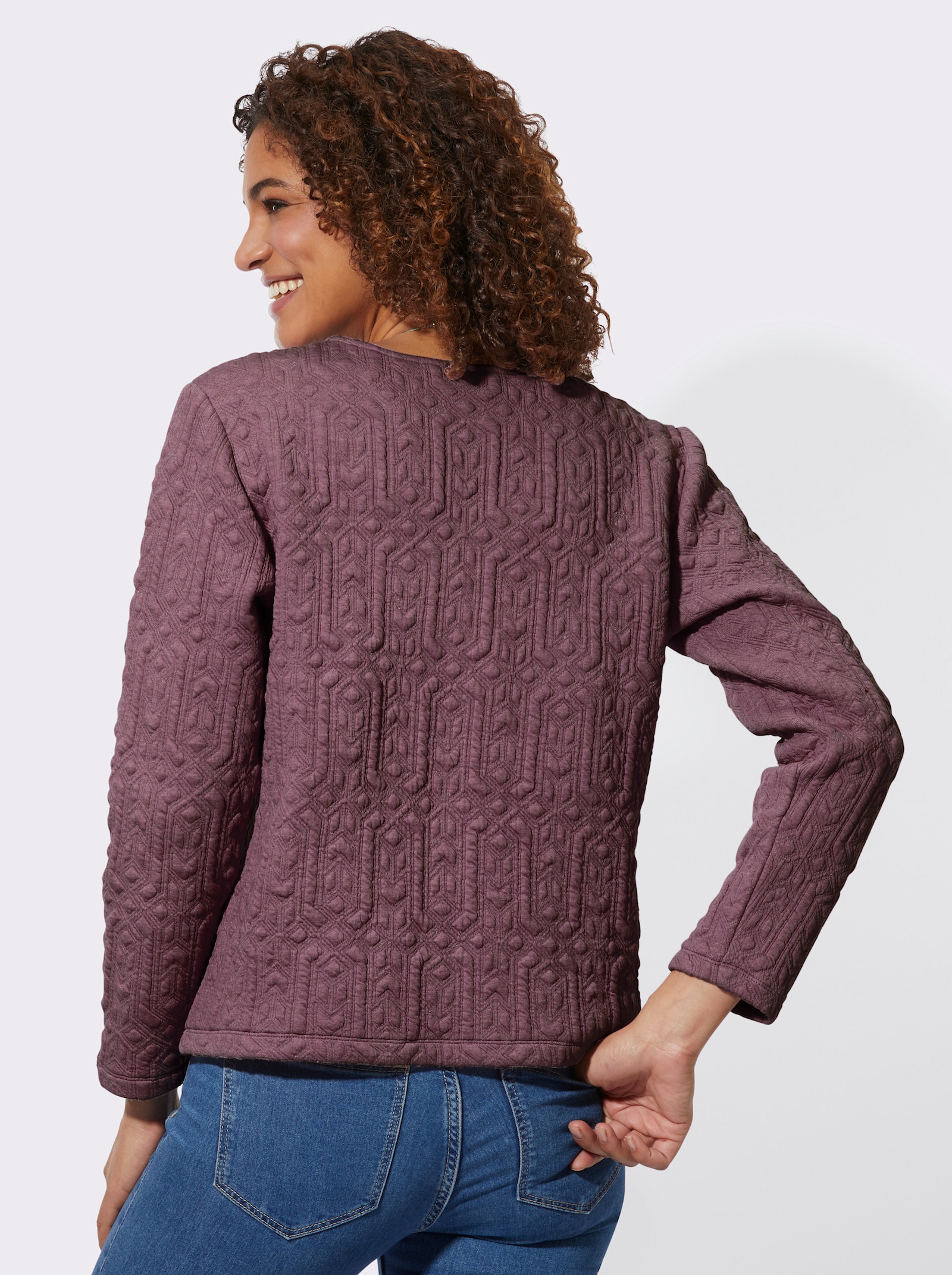 Langarmshirt im Jacquardmuster - burgund-gemustert