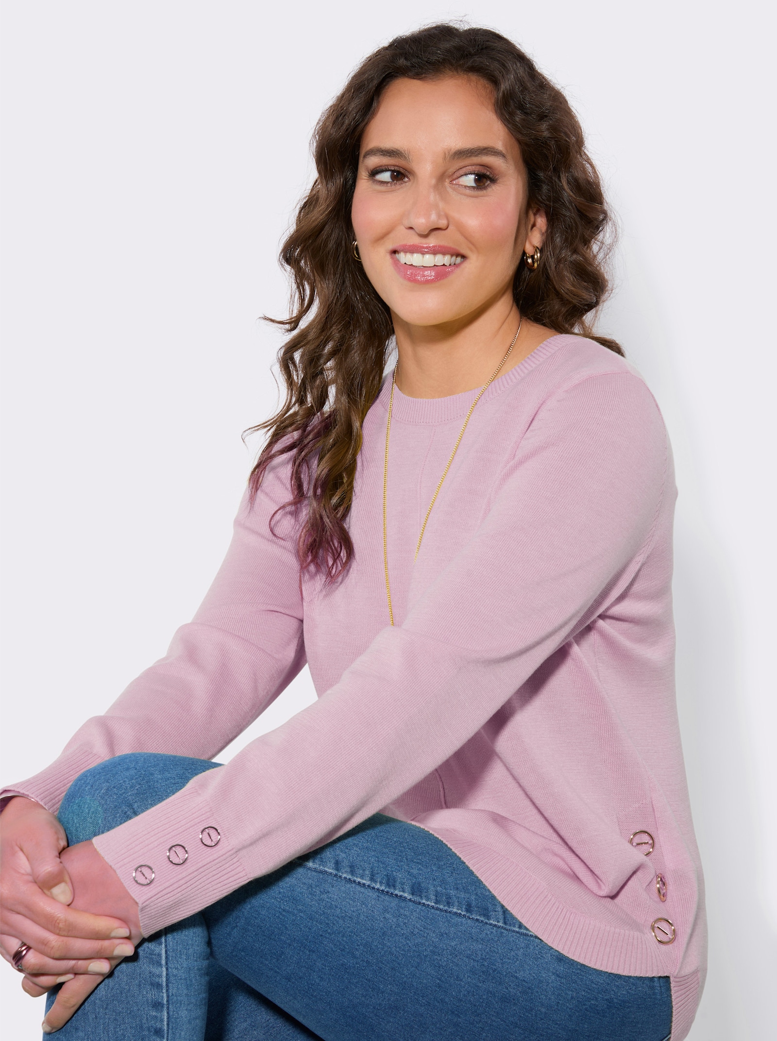 Langarm-Pullover - rosé