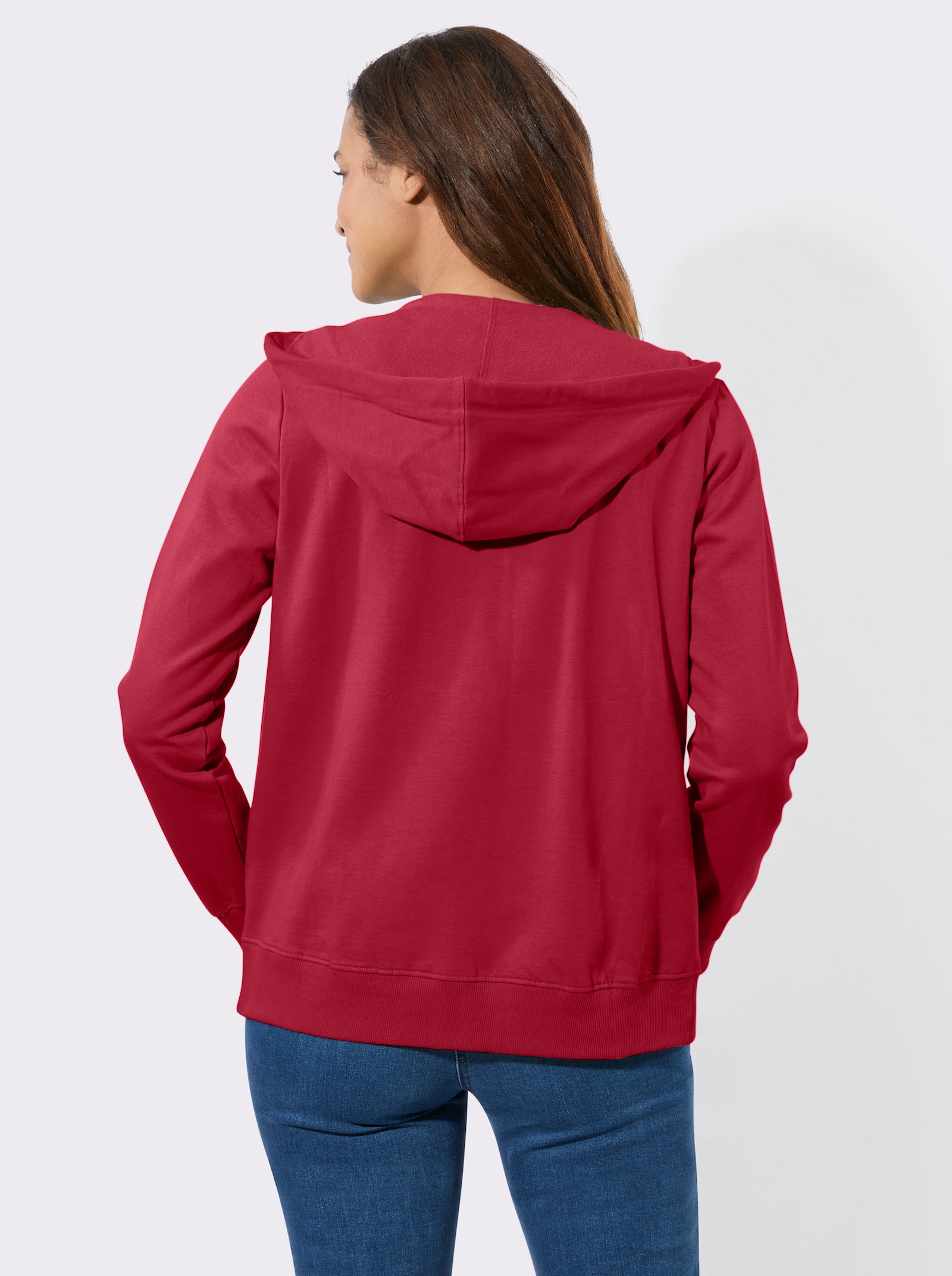 Sweatjacke mit Känguru-Taschen - rot