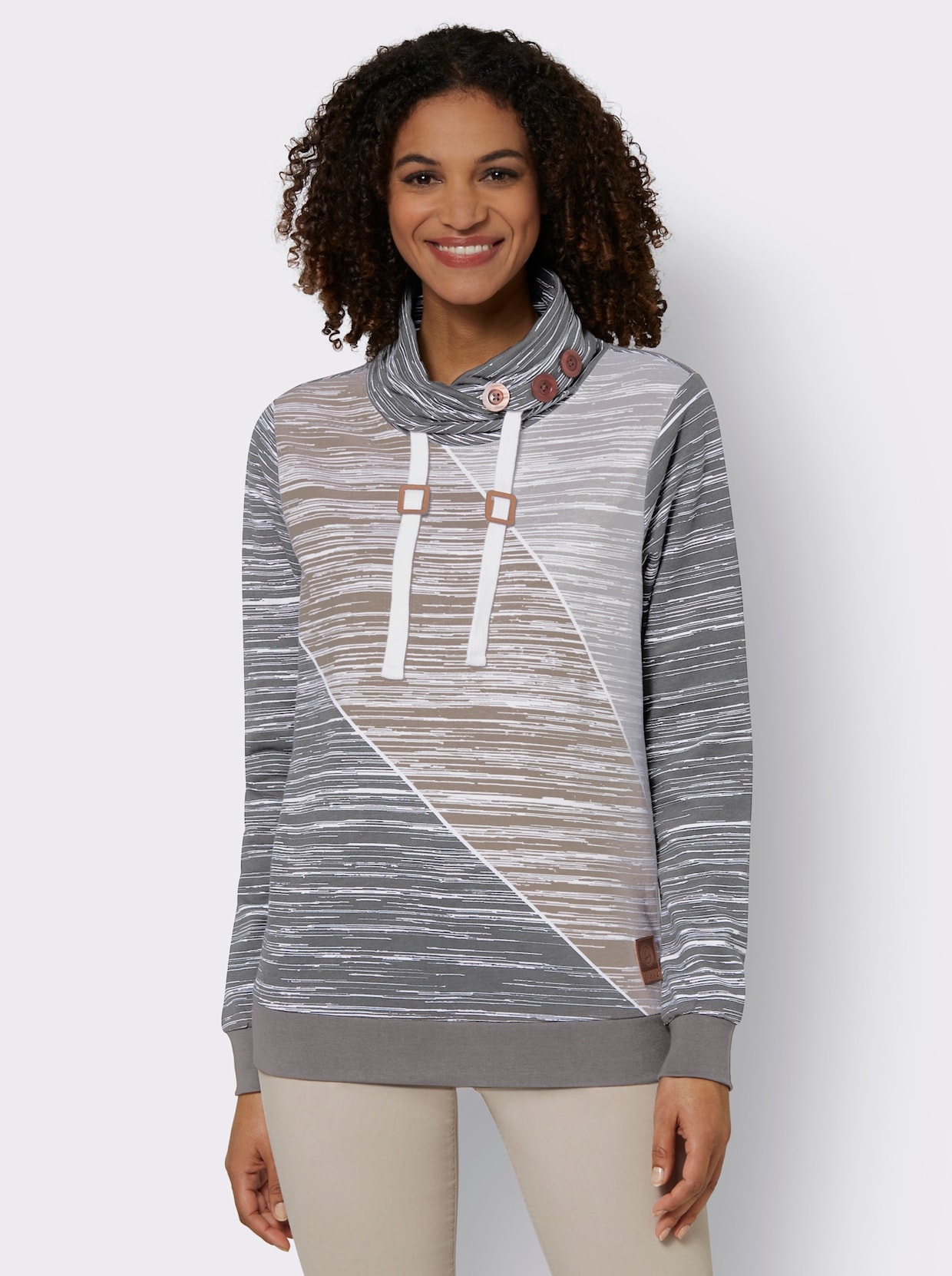 Sweatshirt - grijs/ecru geprint