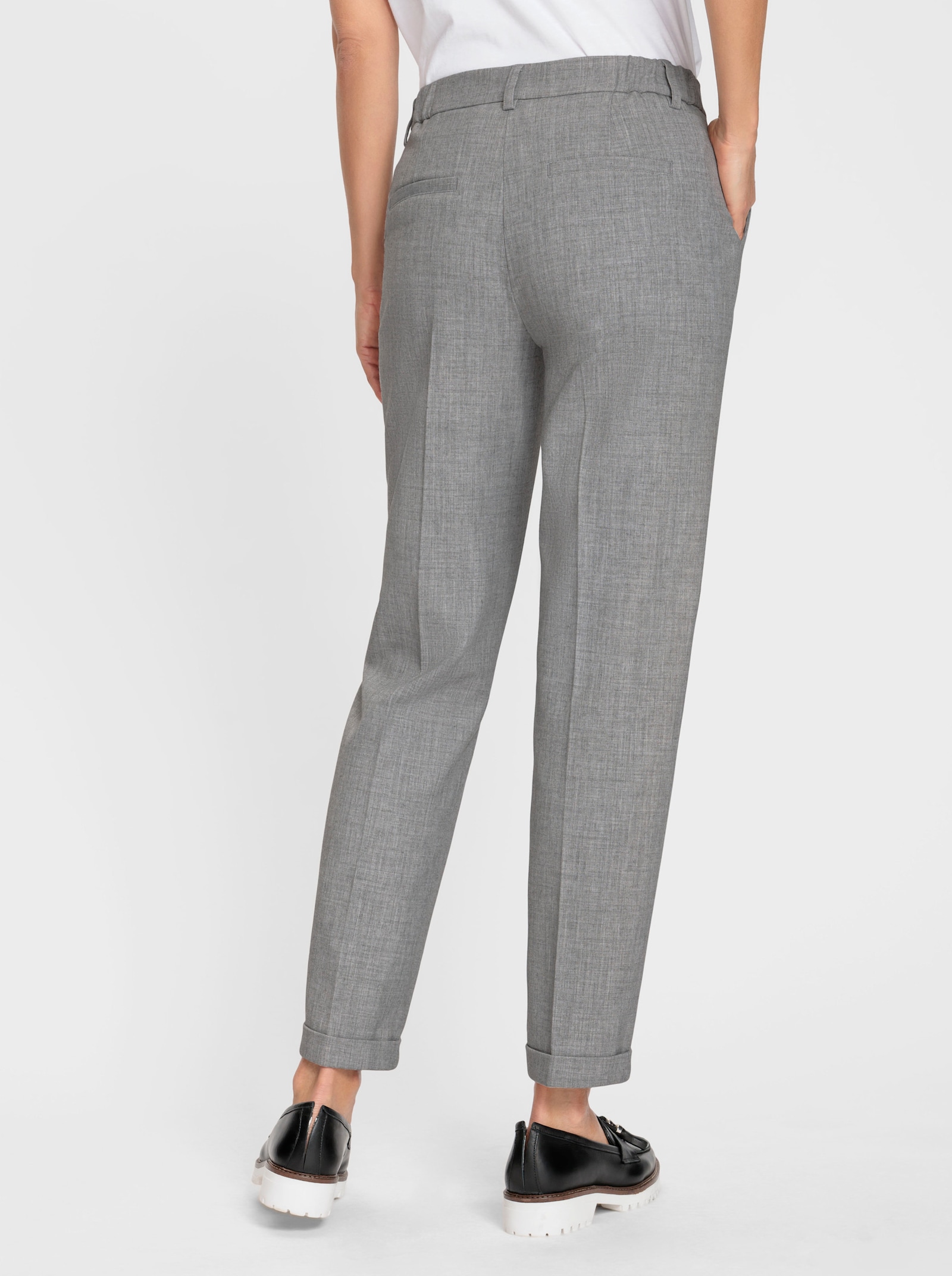 Hose mit Bügelfalten - hellgrau-meliert