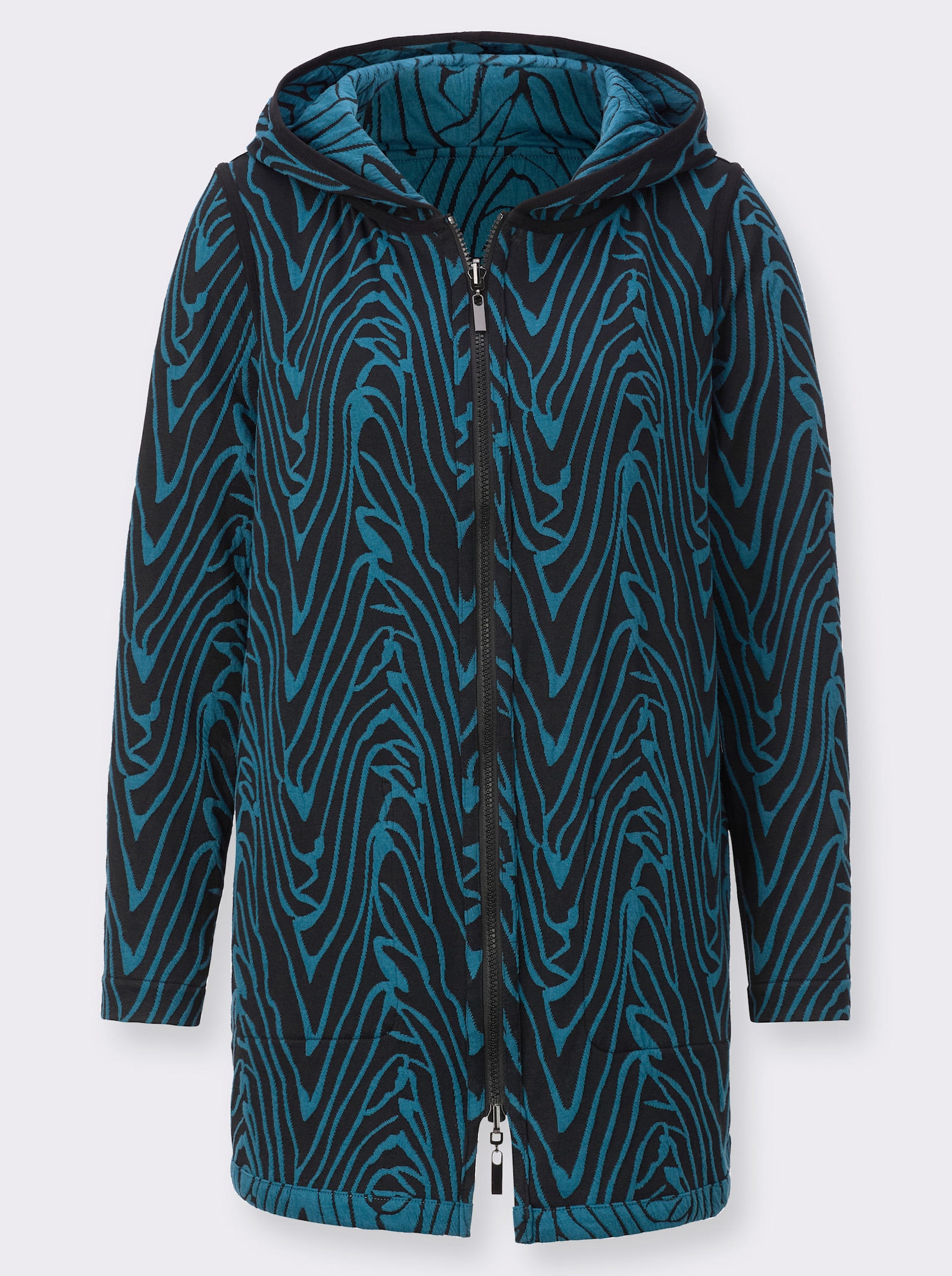 Shirtjacke mit Wendefunktion - topas-graphit-gemustert