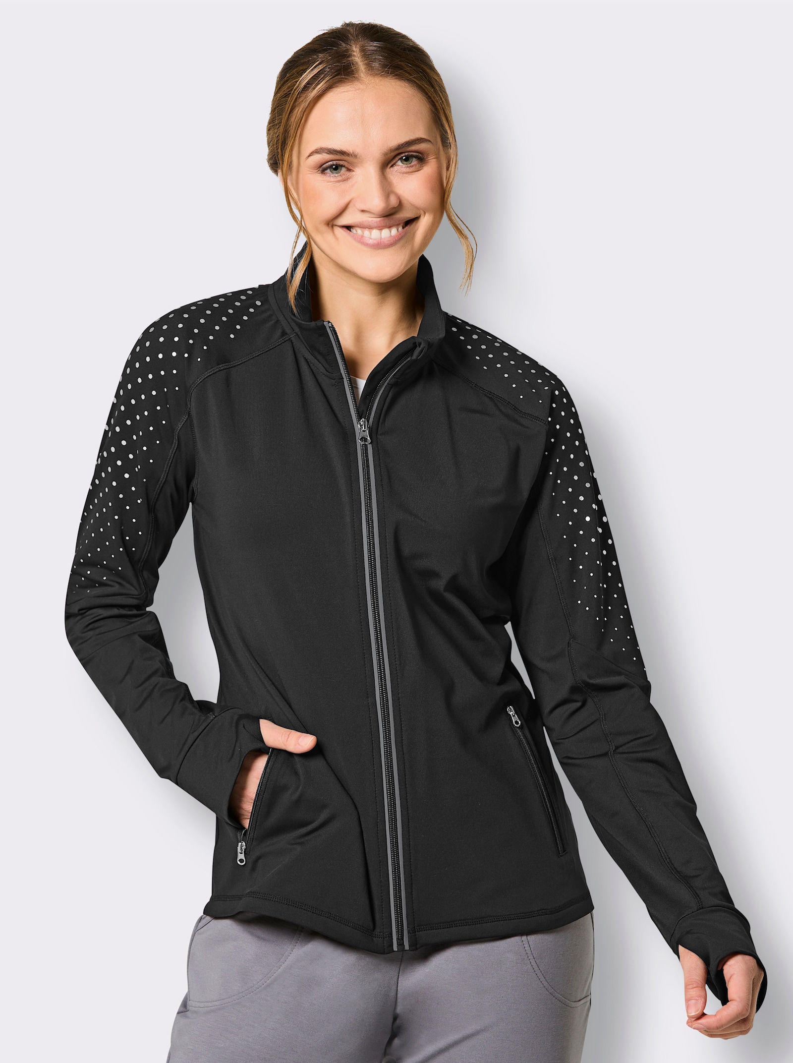 Catamaran Sports Funktionsjacke mit Daumenloch an den Ärmeln - schwarz