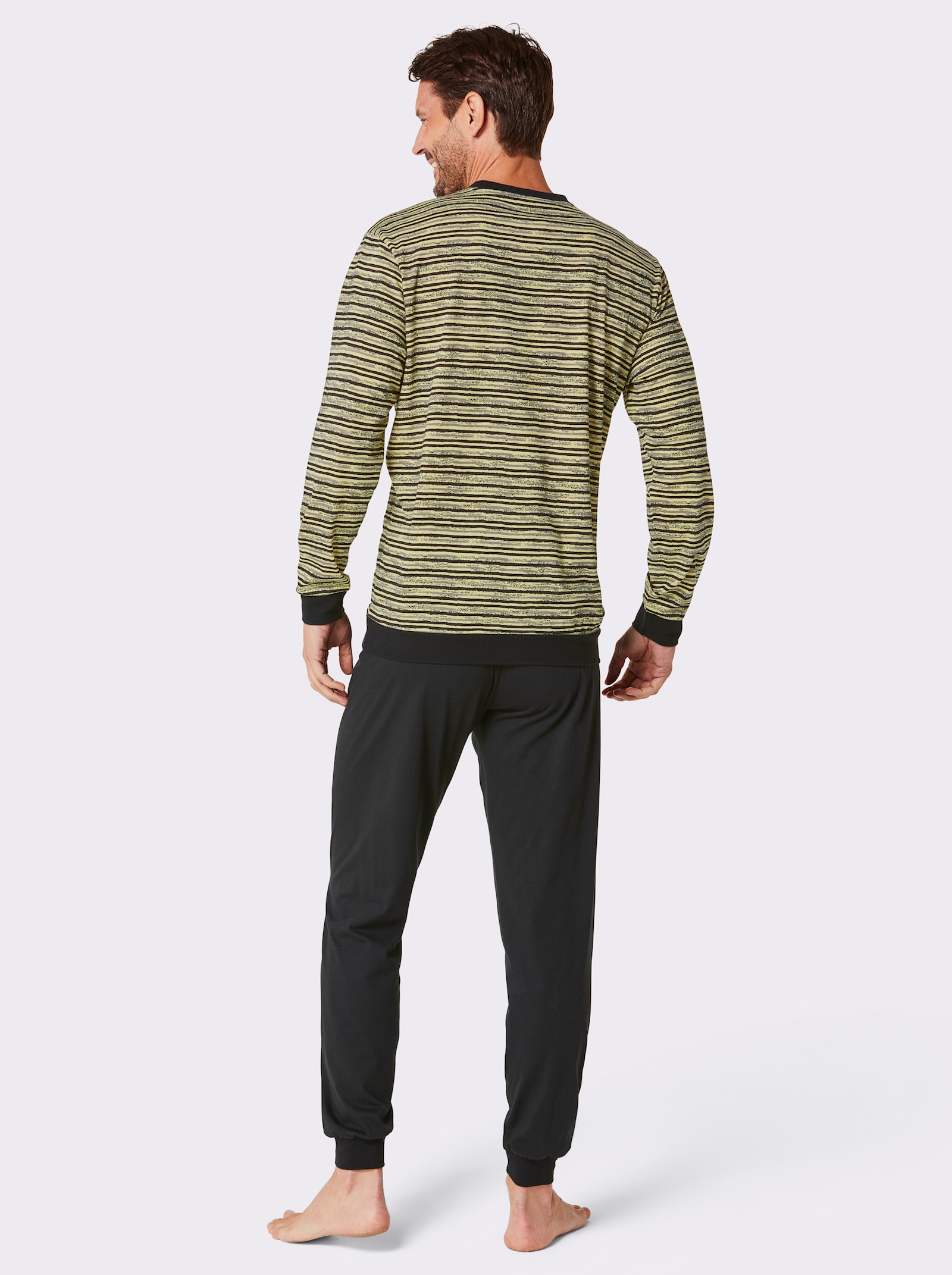 wäschepur men Pyžama - jablková-pistáciová-potisk + černá-citronová-potisk