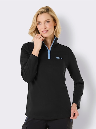 Catamaran Sports Freizeitshirt mit Reißverschluss am Stehkragen - schwarz