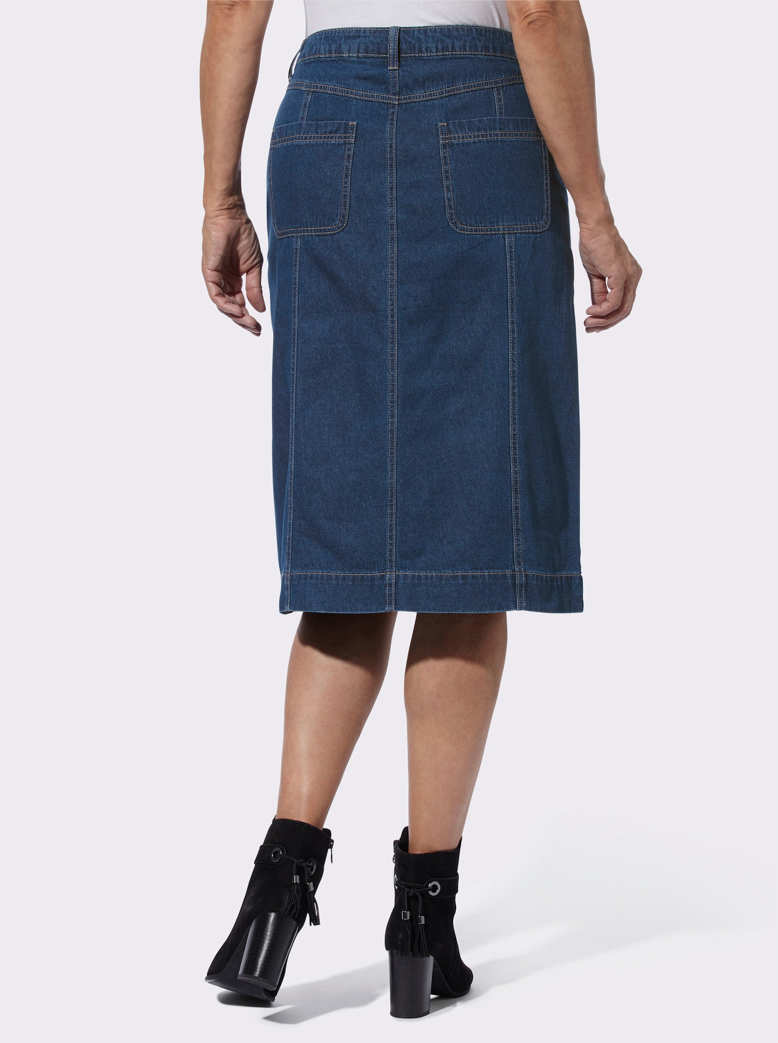 Jeansrock mit Knopfleiste vorne - blue-stone-washed