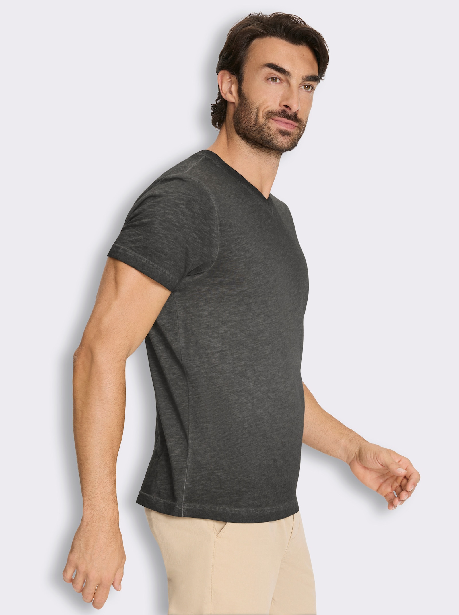 Kurzarmshirt aus reiner Baumwolle - graphit