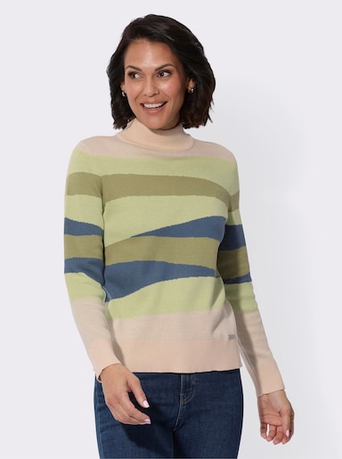 Jacquardpullover im Intarsien-Muster - schilf-gemustert
