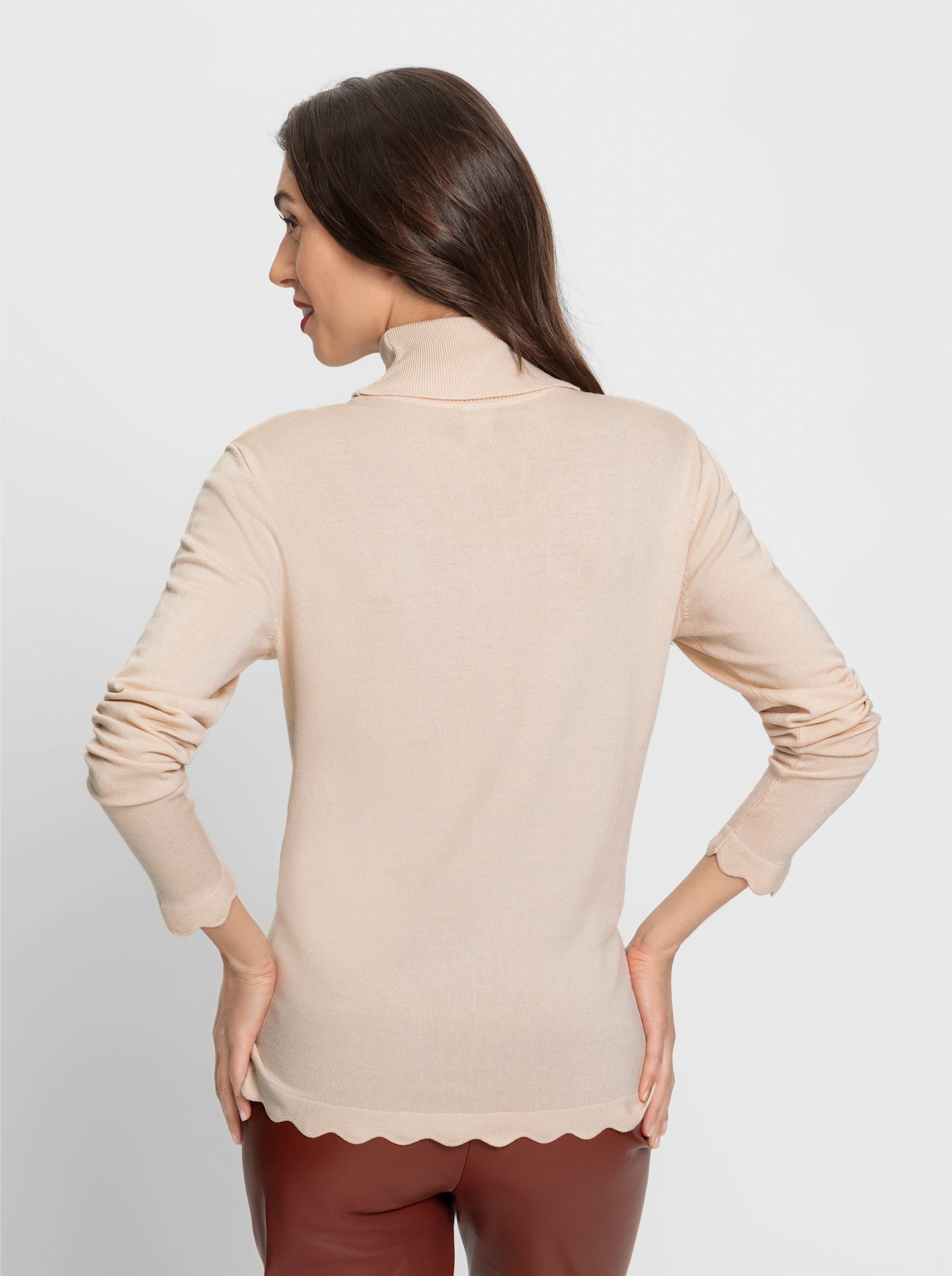 heine Pullover met rolkraag en golvende rand - ivoorkleur