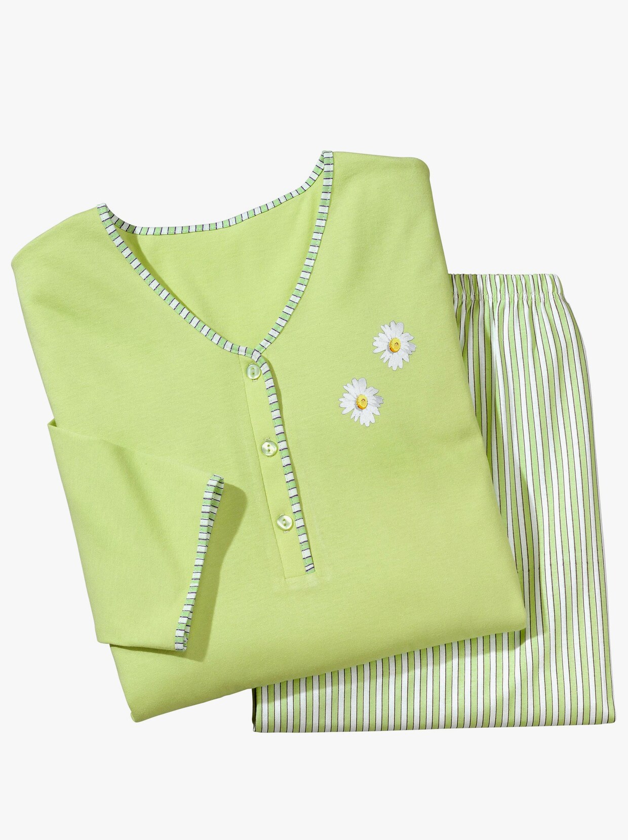 Ascafa Schlafanzug - grün-gestreift