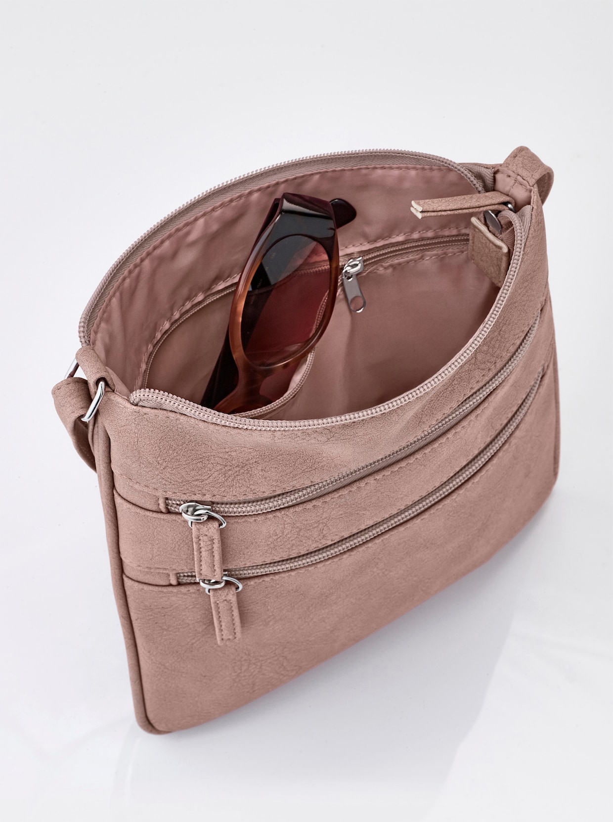 Tasche mit Schal und Kosmetiktasche - rosé