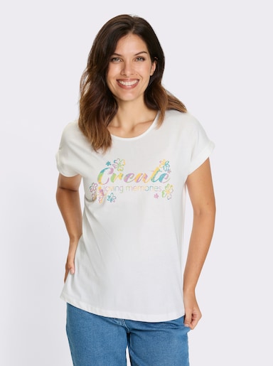 Kurzarmshirt - weiß-gelb