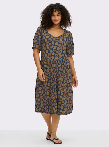 sheego Jerseykleid mit Paisleymuster - tiefblau-ozean-bedruckt