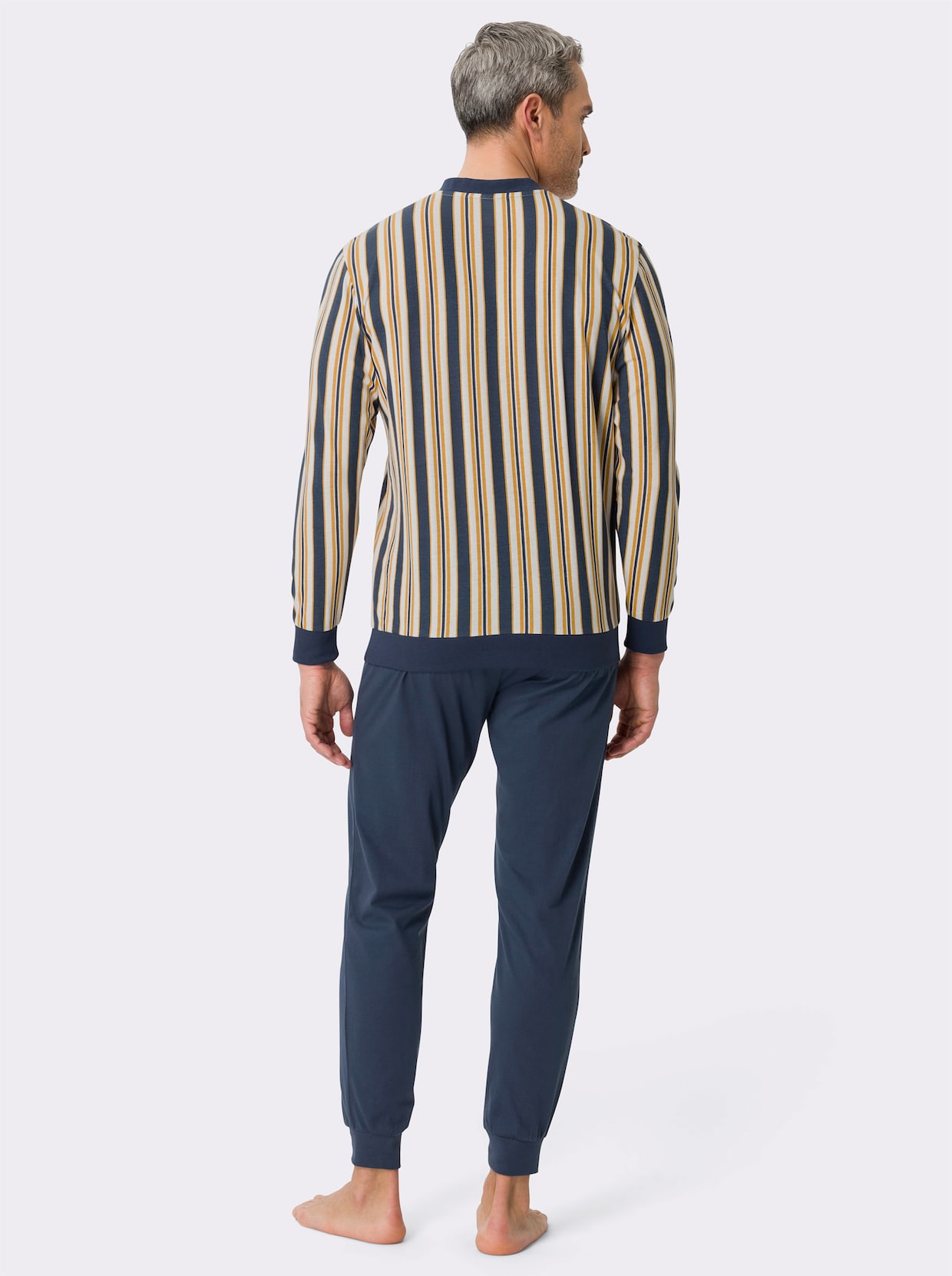 Pyjama - donkerblauw/oker gestreept