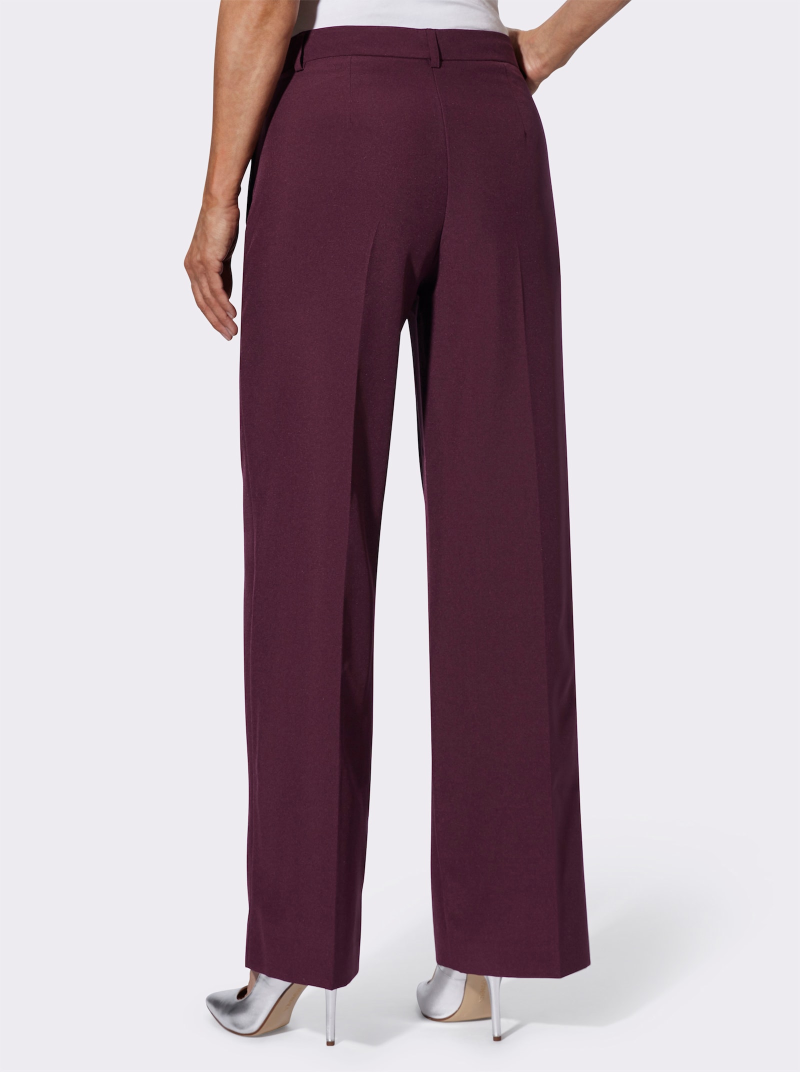 Broek met persplooi, onderhoudsarm - bordeaux