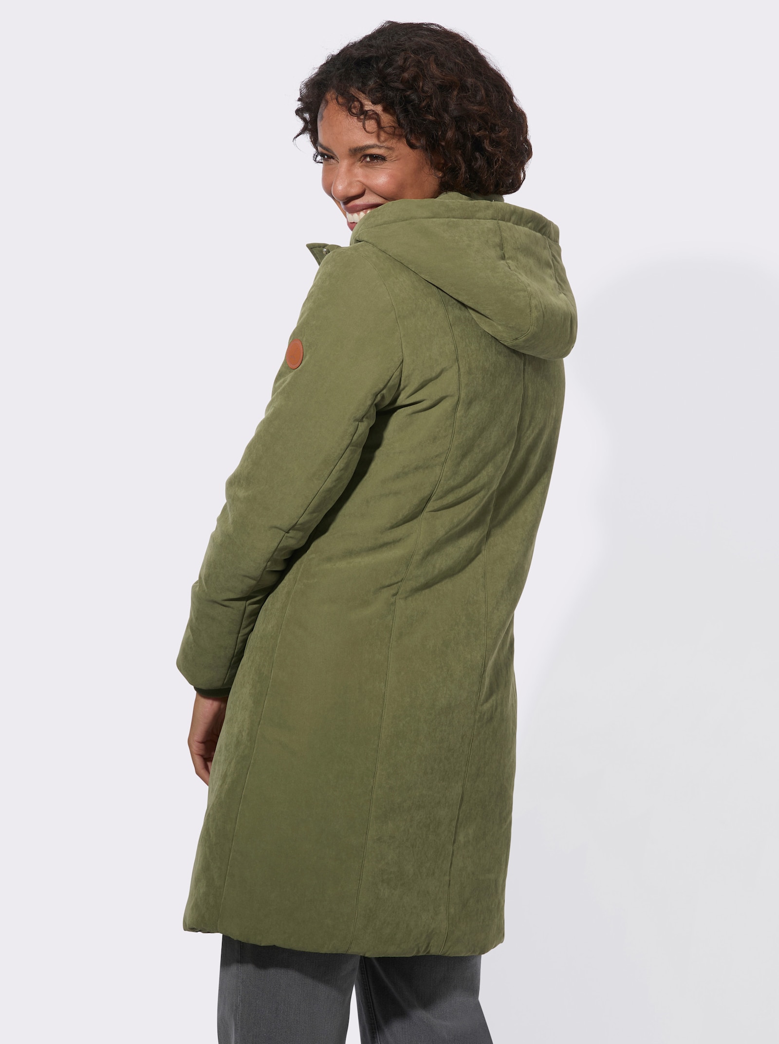 Kapuzenjacke mit Reißverschluss-Taschen - oliv