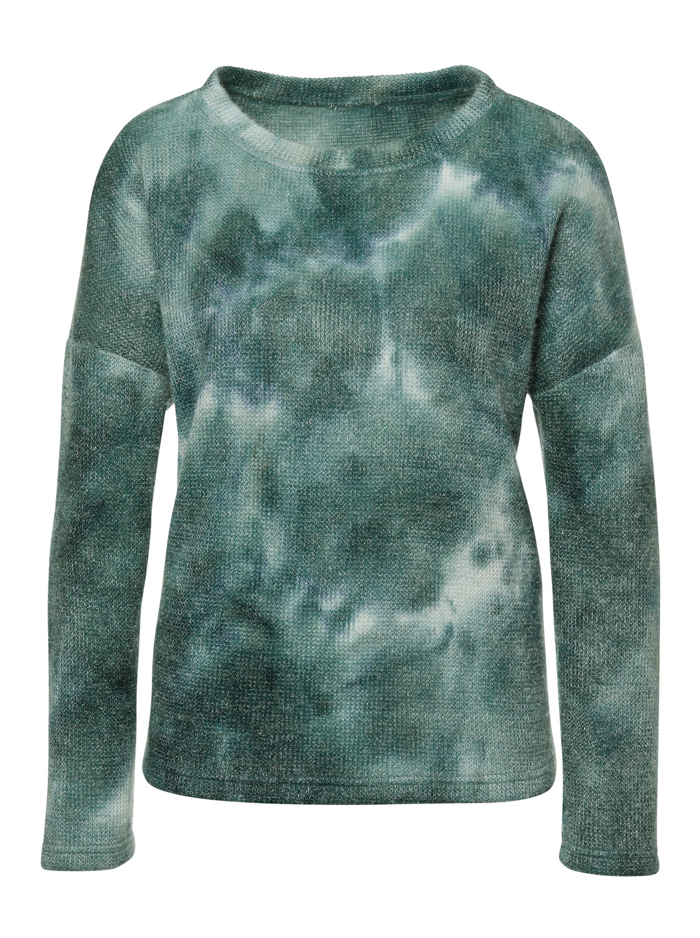 Pullover - grün-weiß-gemustert