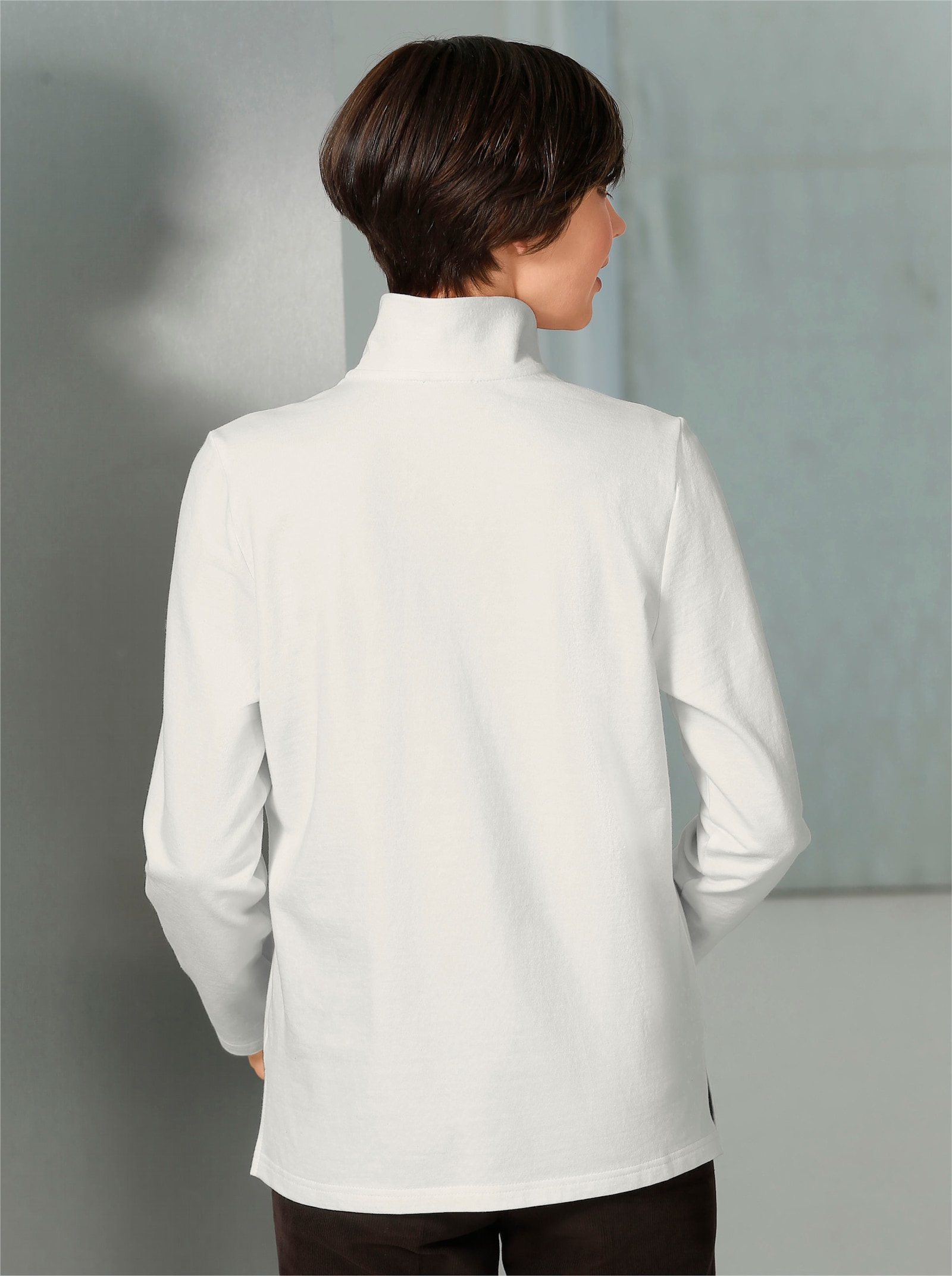 Sweatshirt mit Motiv-Druck - wollweiß-gemustert