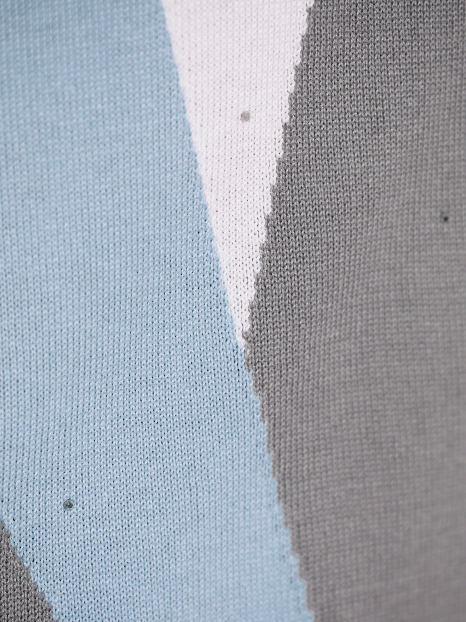 Jacquard-Pullover mit Glitzersteinchen - hellblau-ecru-gemustert