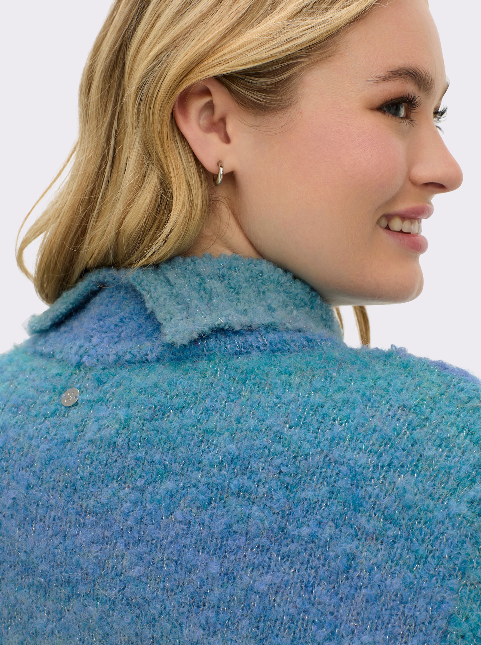 sheego Pullover met strepen en glanseffect - topaas/jeansblauw gestreept