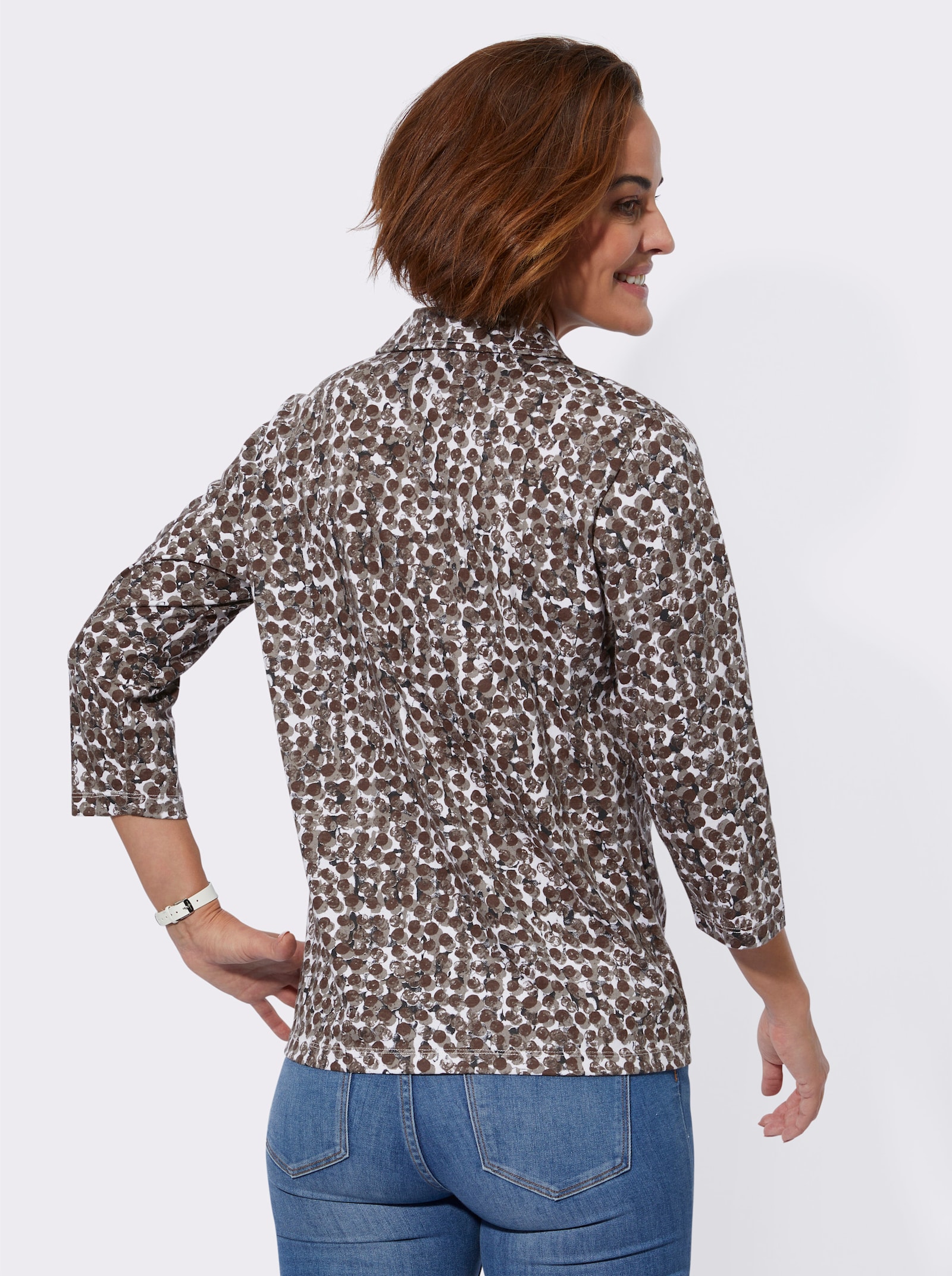 Poloshirt mit GOTS-Zertifizierung - taupe-ecru-bedruckt