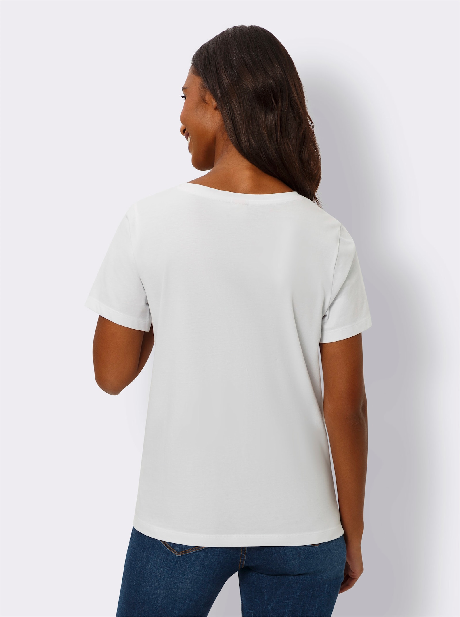 heine T-Shirt mit Schriftzug - weiss