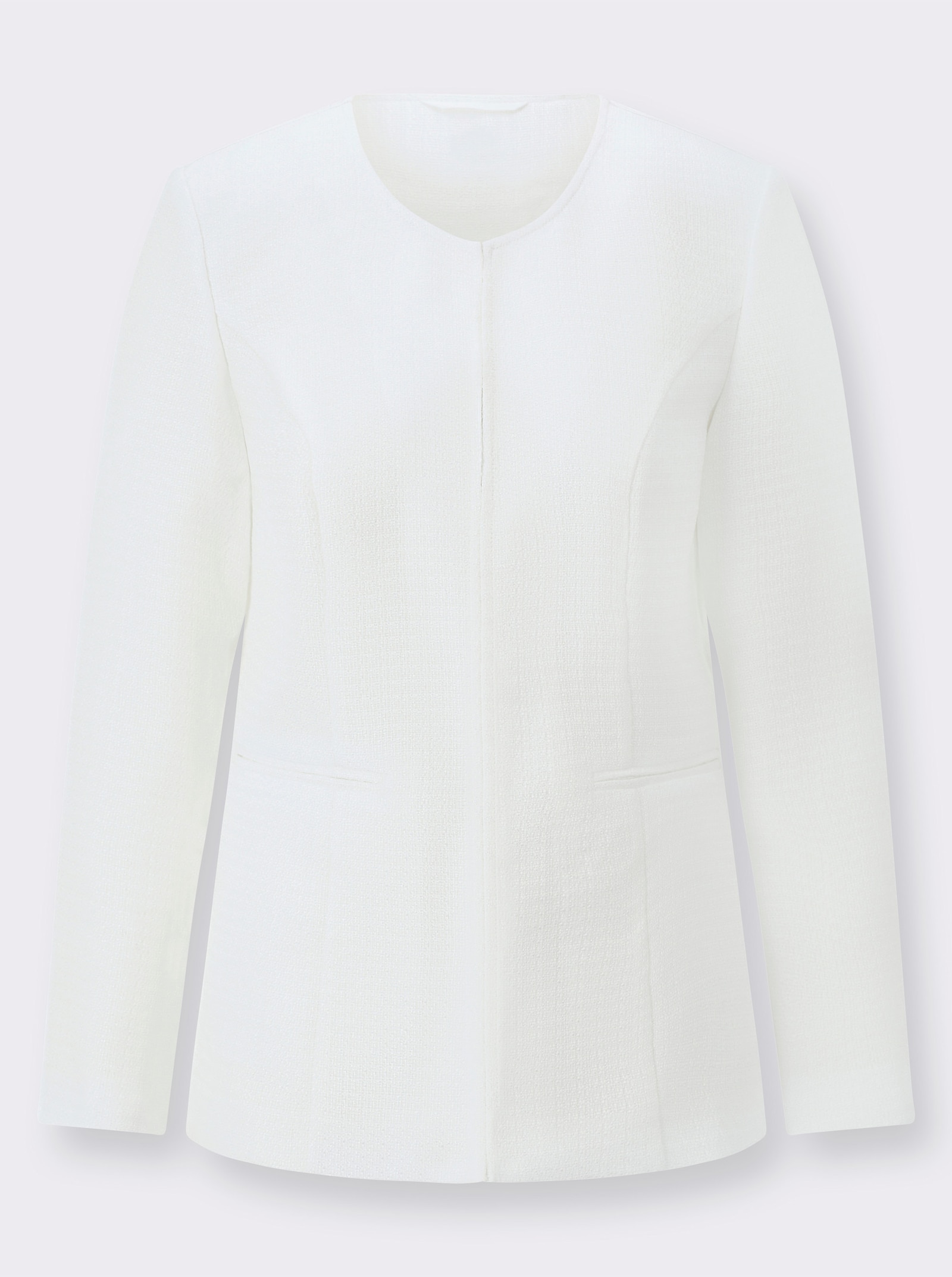 Bouclé-Blazer mit Effektgarn - weiß