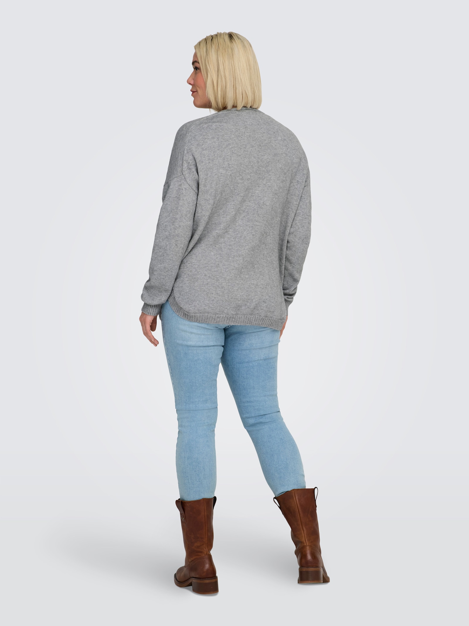 ONLY CARMAKOMA V-Ausschnitt-Pullover - ultimate grey detail:melange