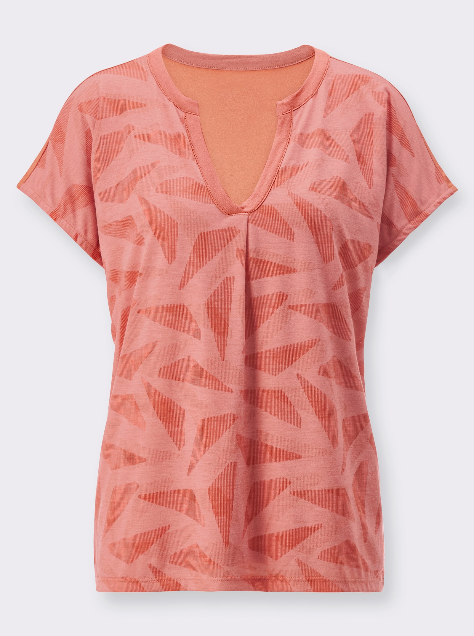  2-in-1-Shirt mit Ausbrenner-Muster vorne - papaya