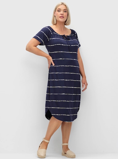 sheego Jerseykleid mit Streifenmuster - tiefblau-gestreift